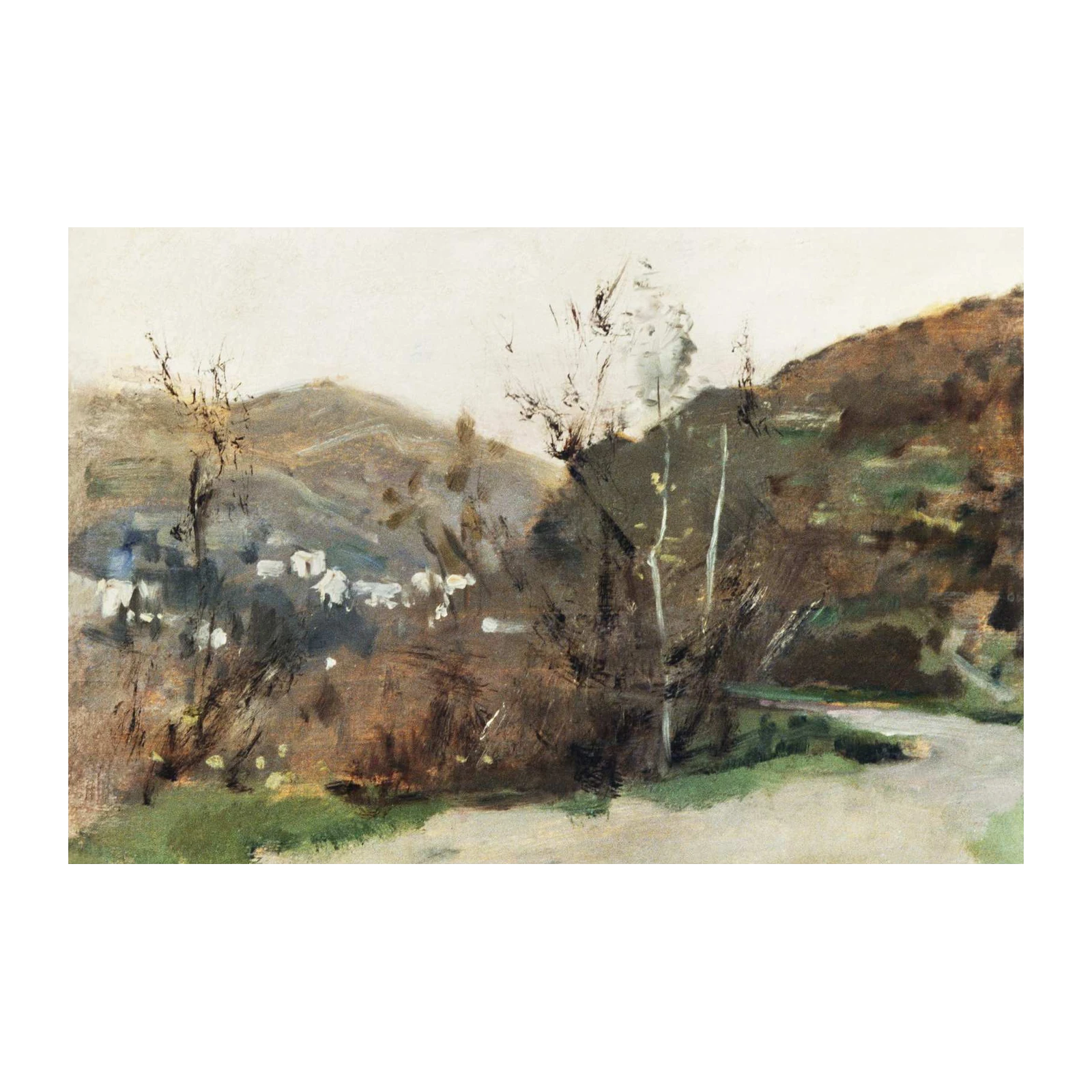 Serene Village Landscape Impressionist Wall Art