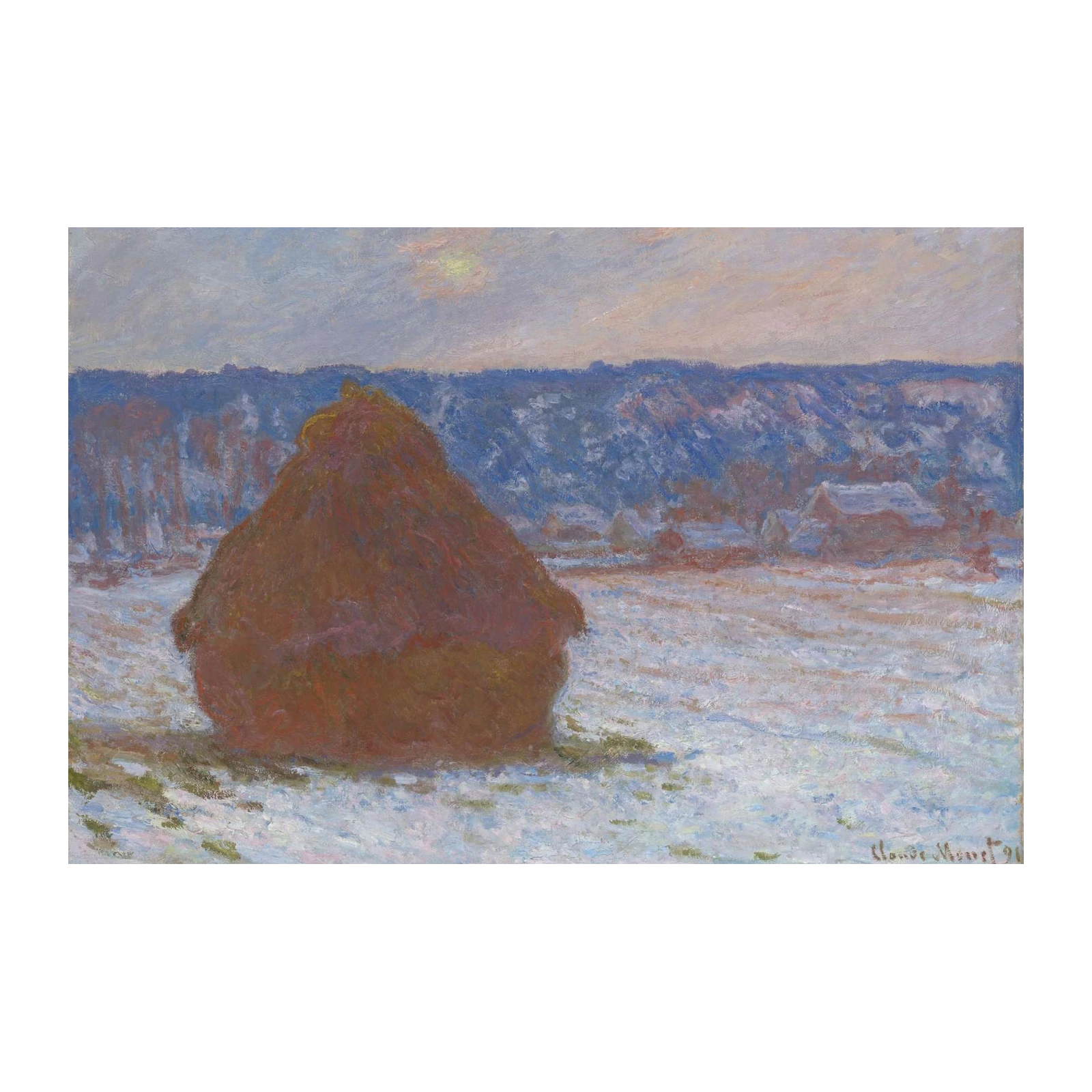 Impressionist Haystack Snow Scene Wall Art