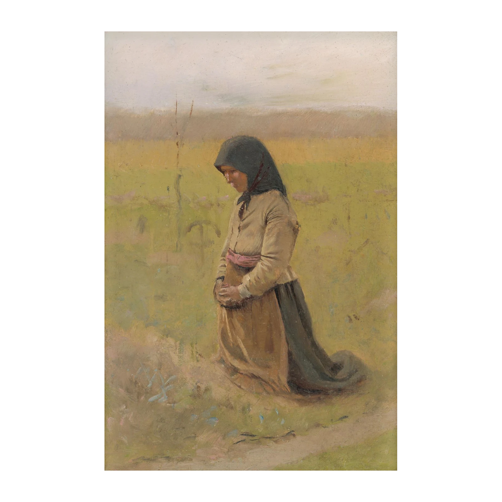Woman in Field Prayerful Pose Wall Art