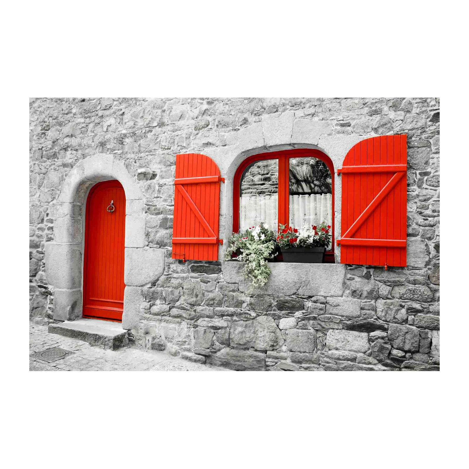 Vibrant Red Door & Window Wall Art
