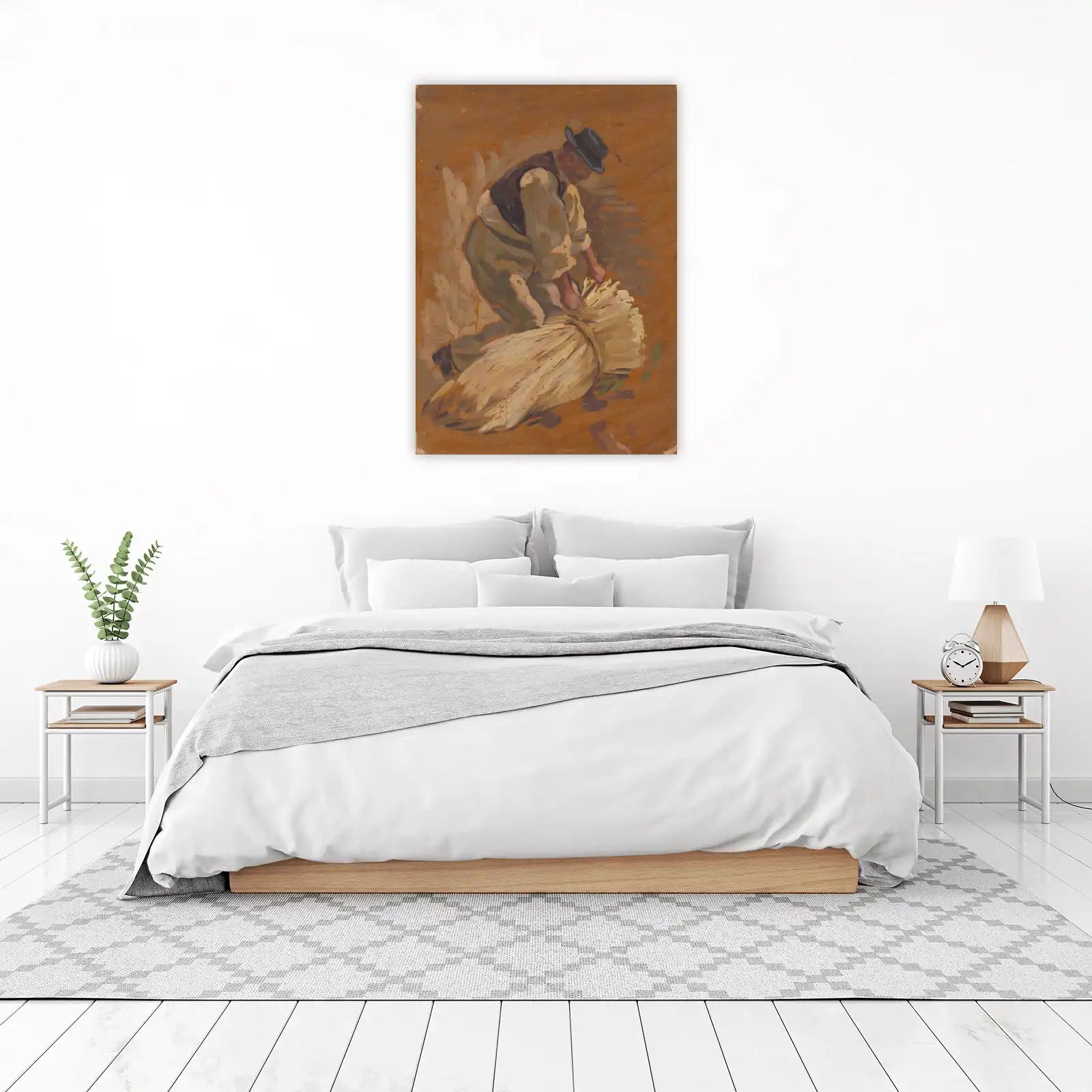 Farmer Harvest Scene Vintage Wall Art