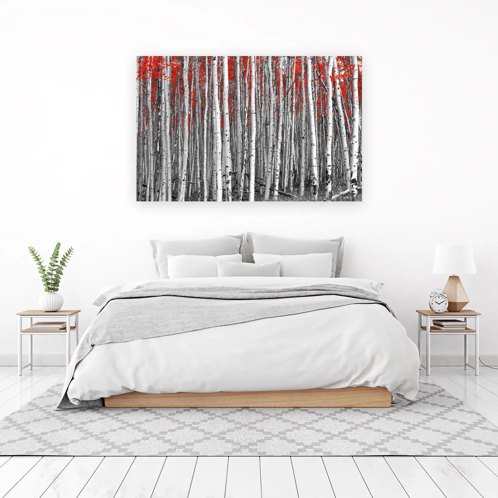 Vibrant Red Aspen Forest Wall Art
