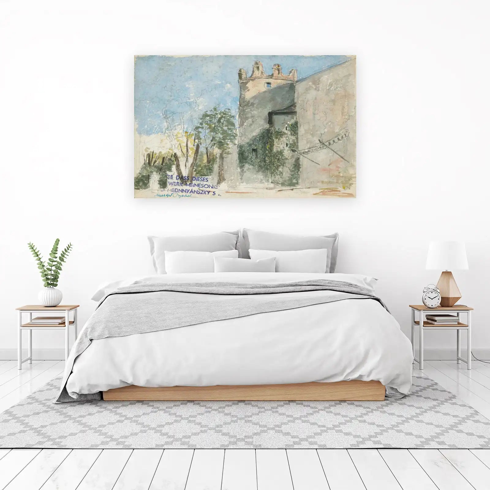 Old Tower & Garden Watercolor Wall Art