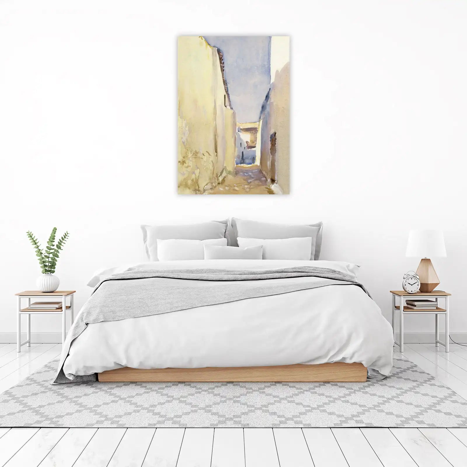 Sunlit Alleyway Watercolor Wall Art