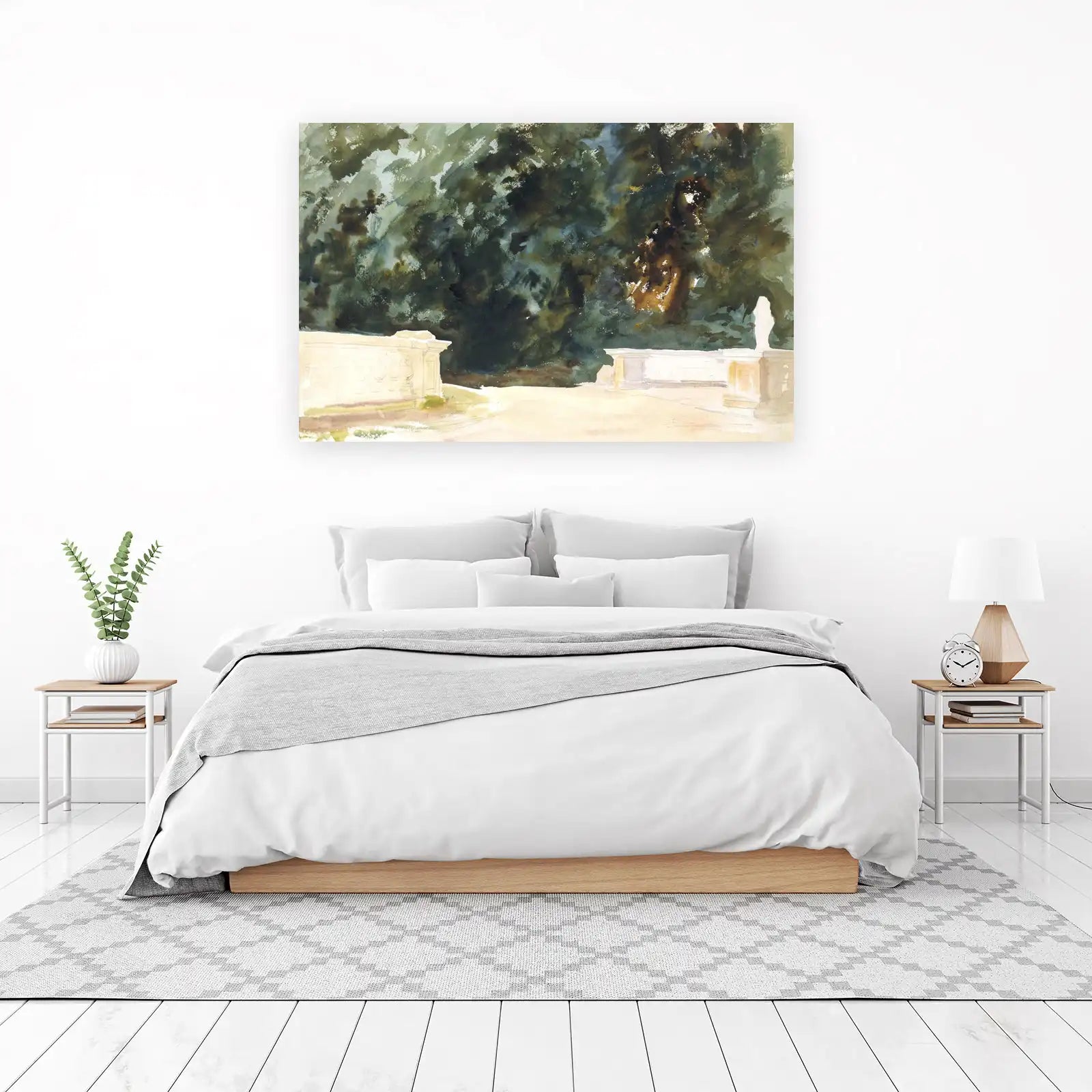 Serene Garden Path Watercolor Wall Art