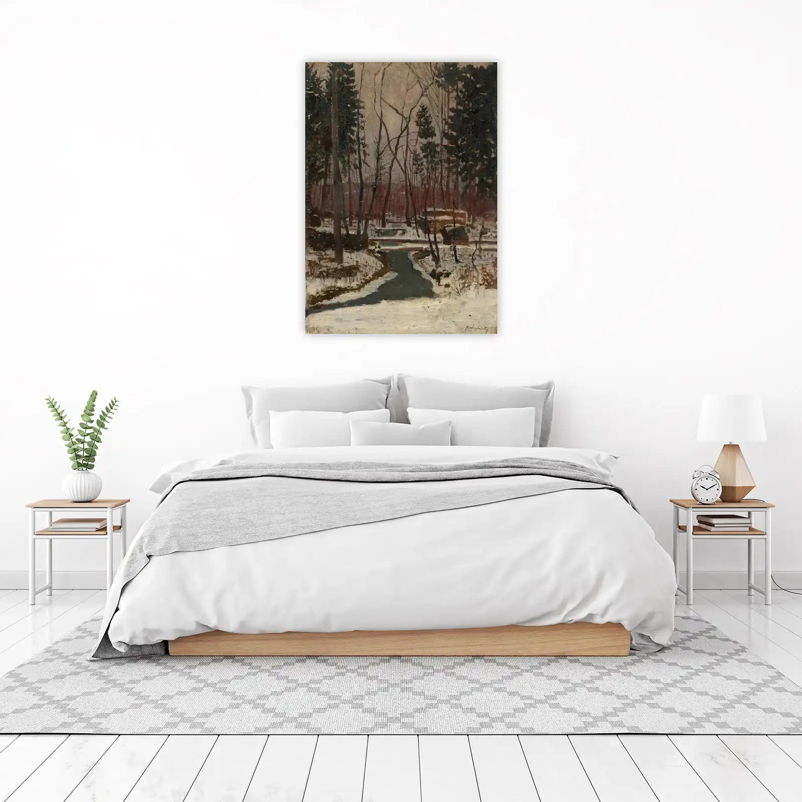 Winter Forest River Snowy Landscape Wall Art