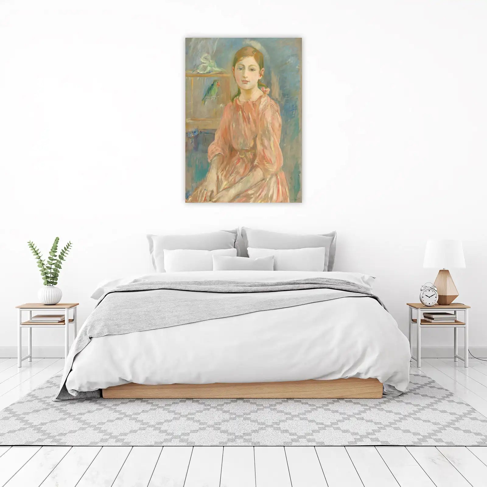 Young Girl with Parrot Impressionist Wall Art