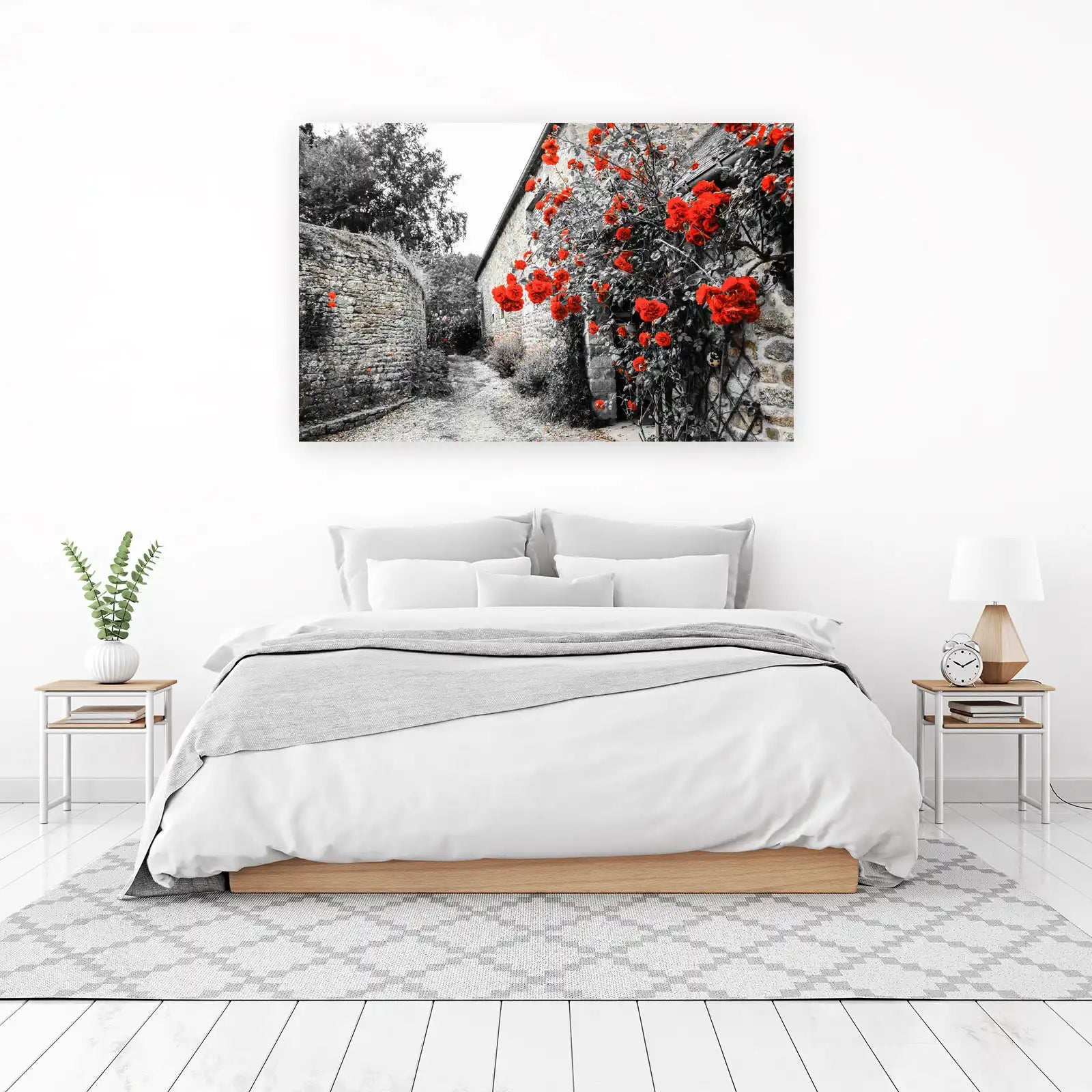 Vibrant Red Roses Countryside Wall Art