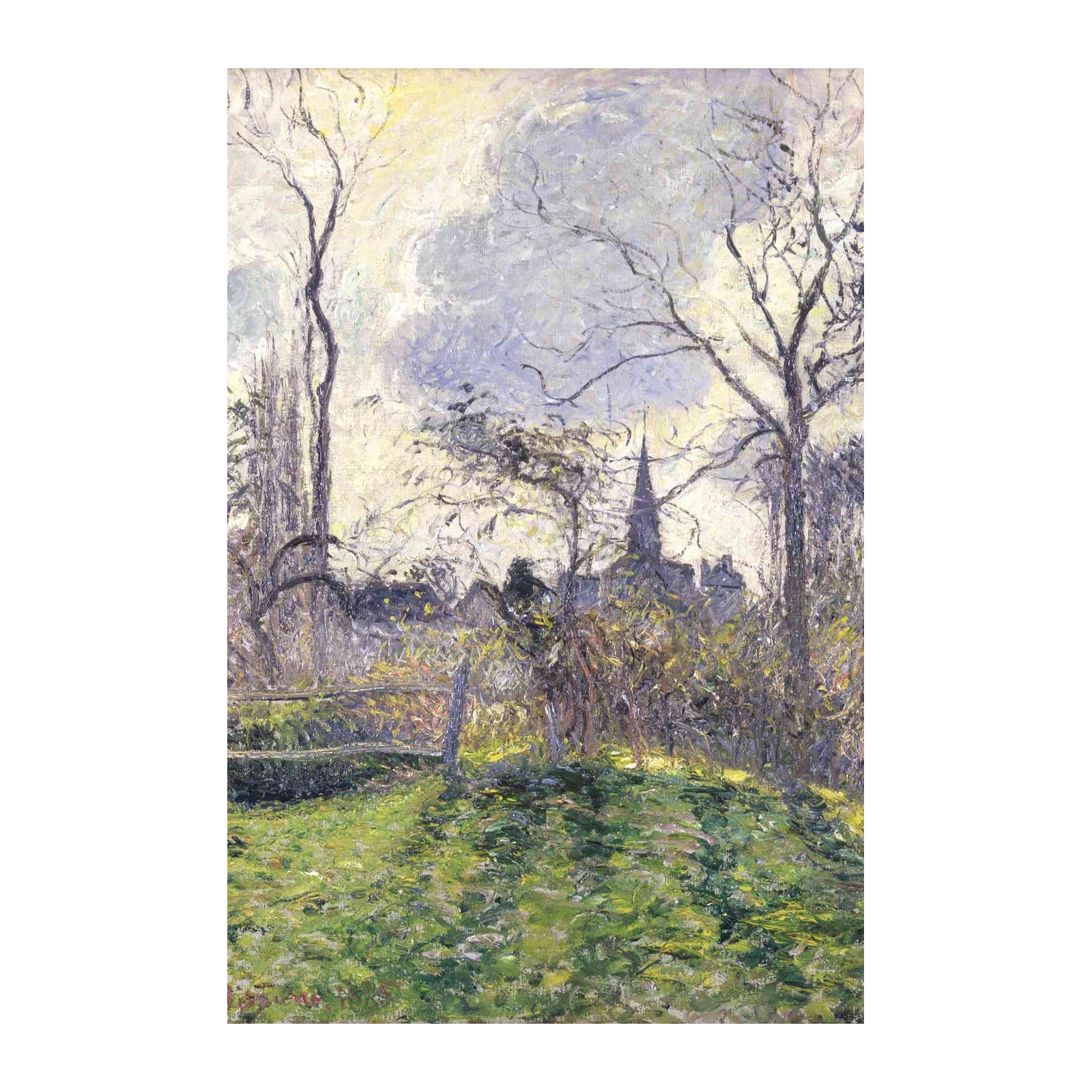 Impressionist Landscape with Church Tower Wall Art