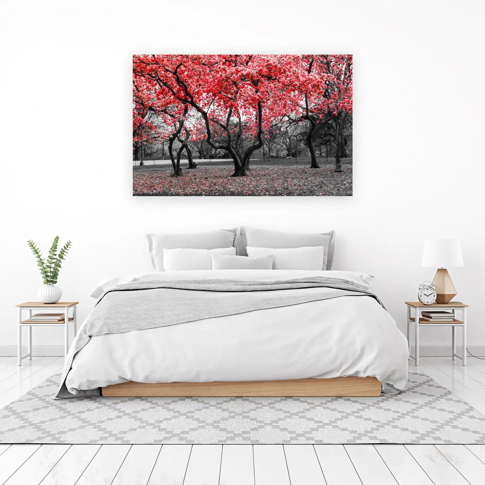 Vibrant Red Blossom Tree Wall Art