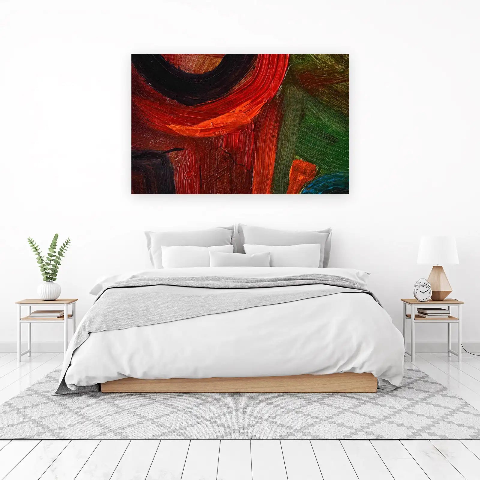 Bold Red & Green Abstract Oil Textured Wall Art