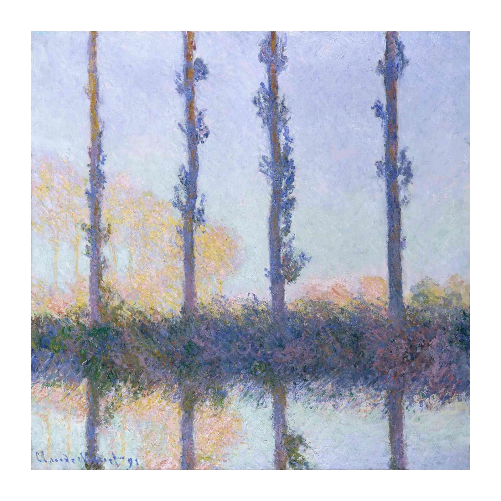 Serene Poplars Reflection Wall Art