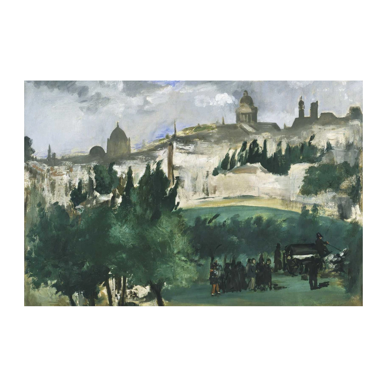 Impressionist Cityscape with Figures Wall Art