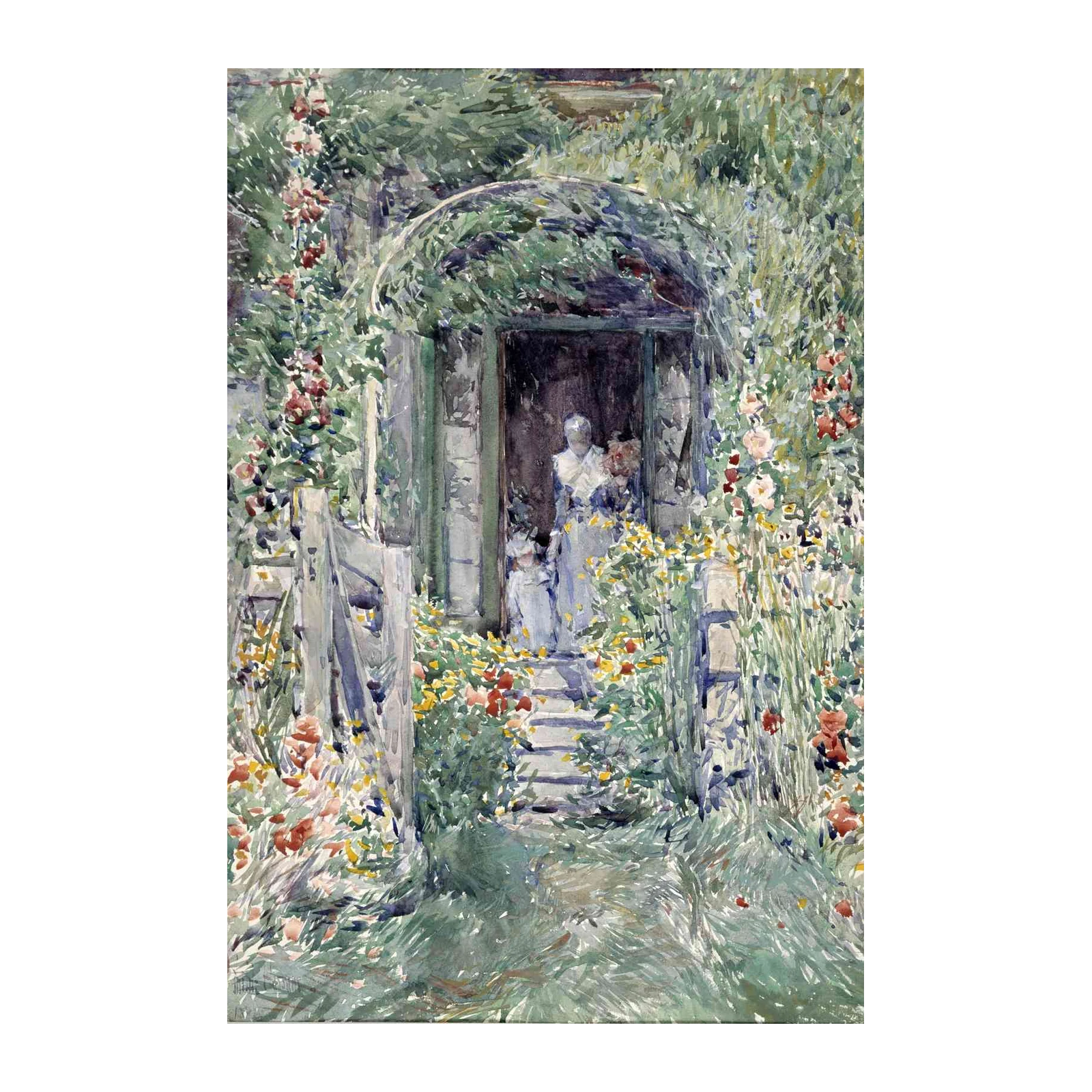 Enchanting Garden Gateway Watercolor Wall Art