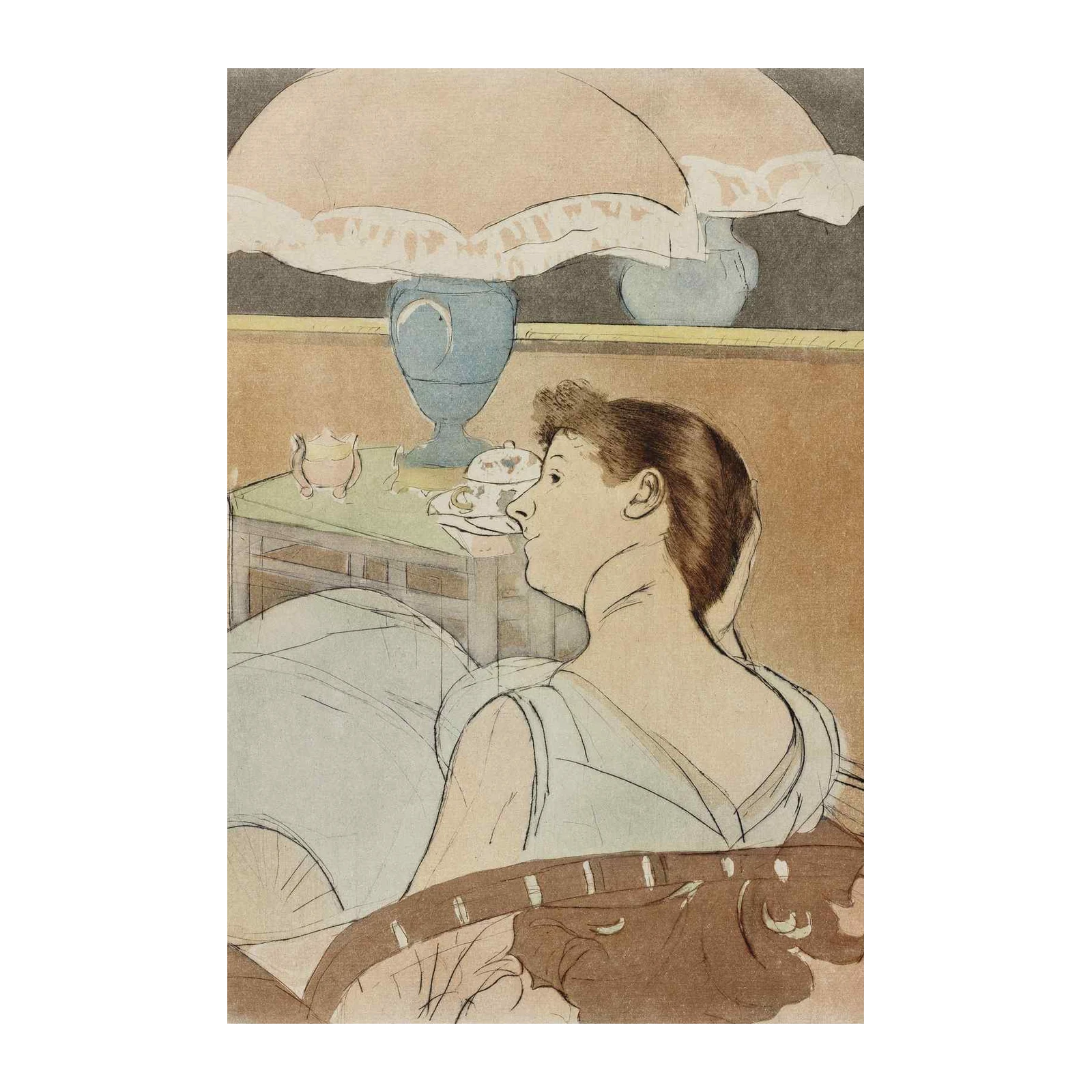 Elegant Woman Reading Soft Light Wall Art