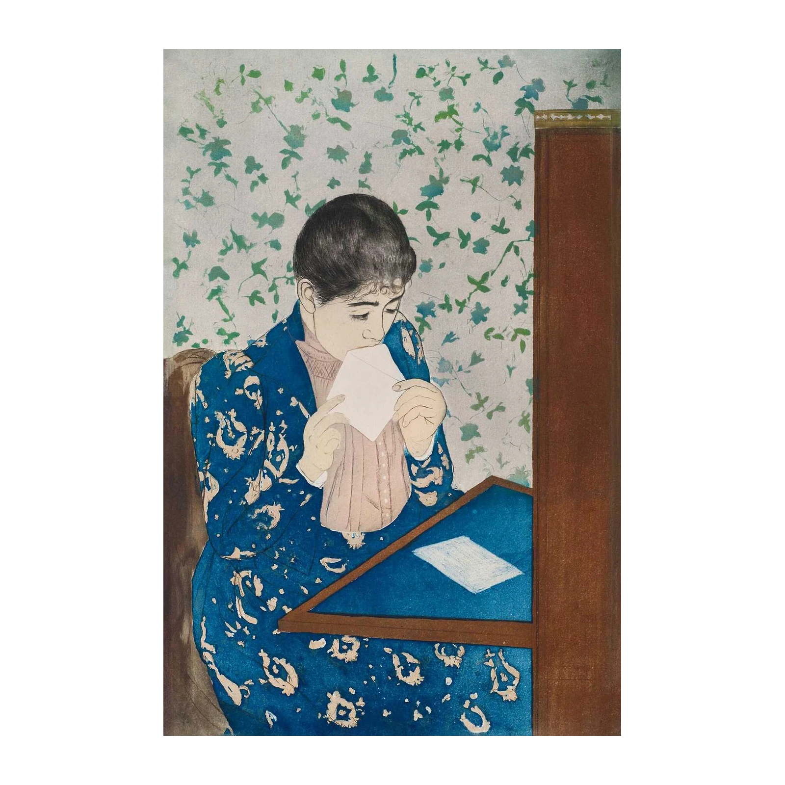 Elegant Woman Reading Letter Vintage Art Wall Art