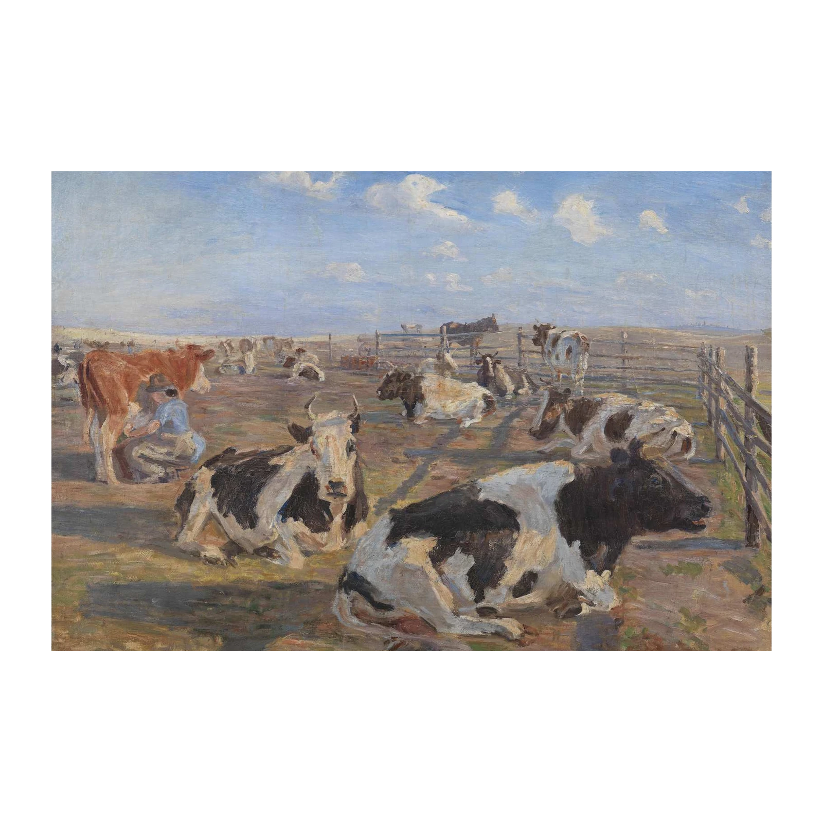 Pastoral Cattle Scene Wall Art - Farmhouse Art