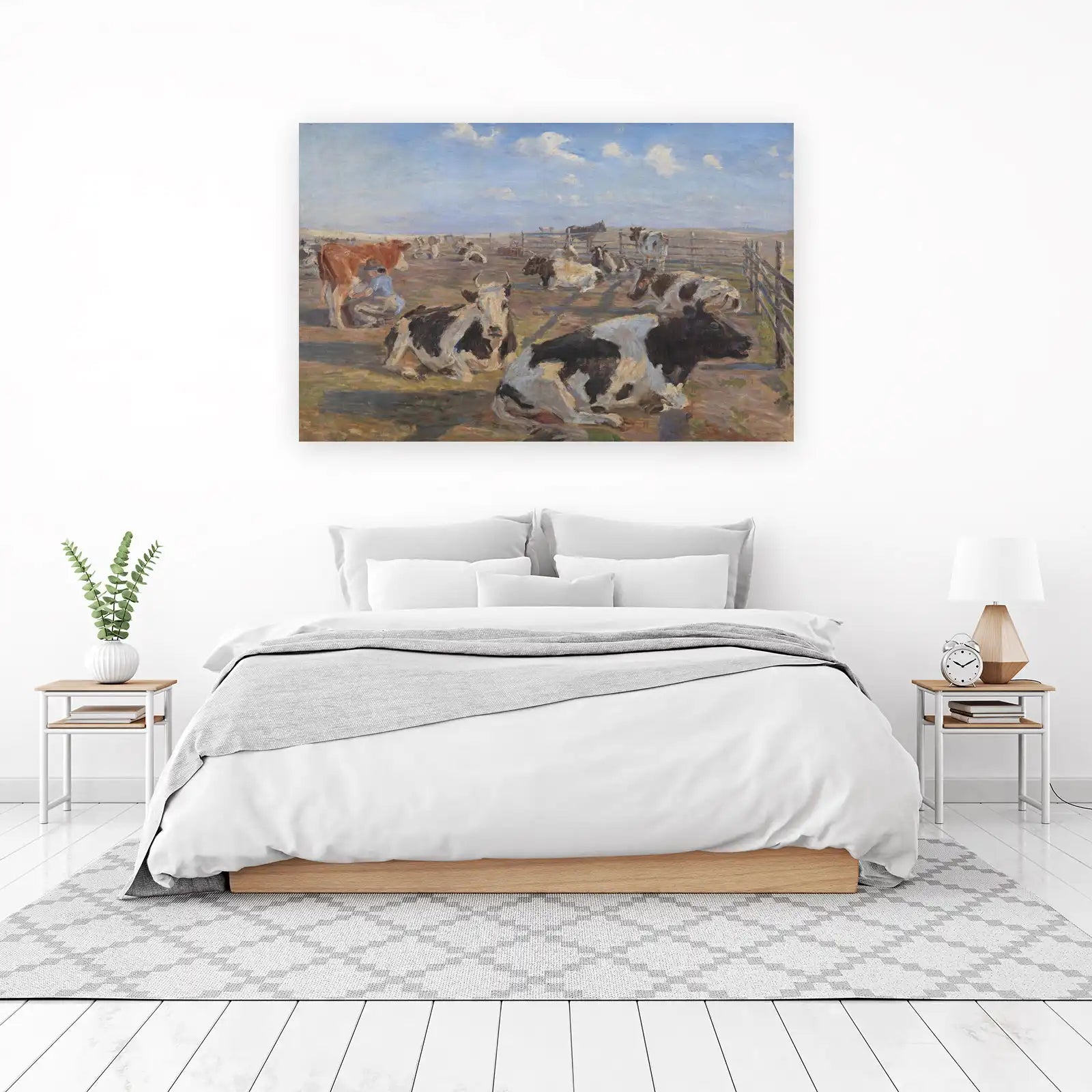 Pastoral Cattle Scene Wall Art - Farmhouse Art