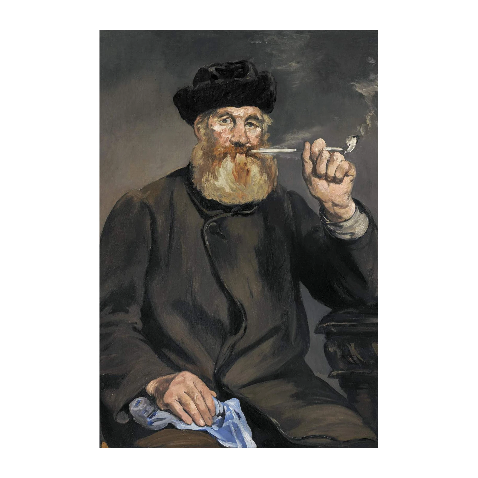 Old Man Smoking Pipe Portrait Wall Art