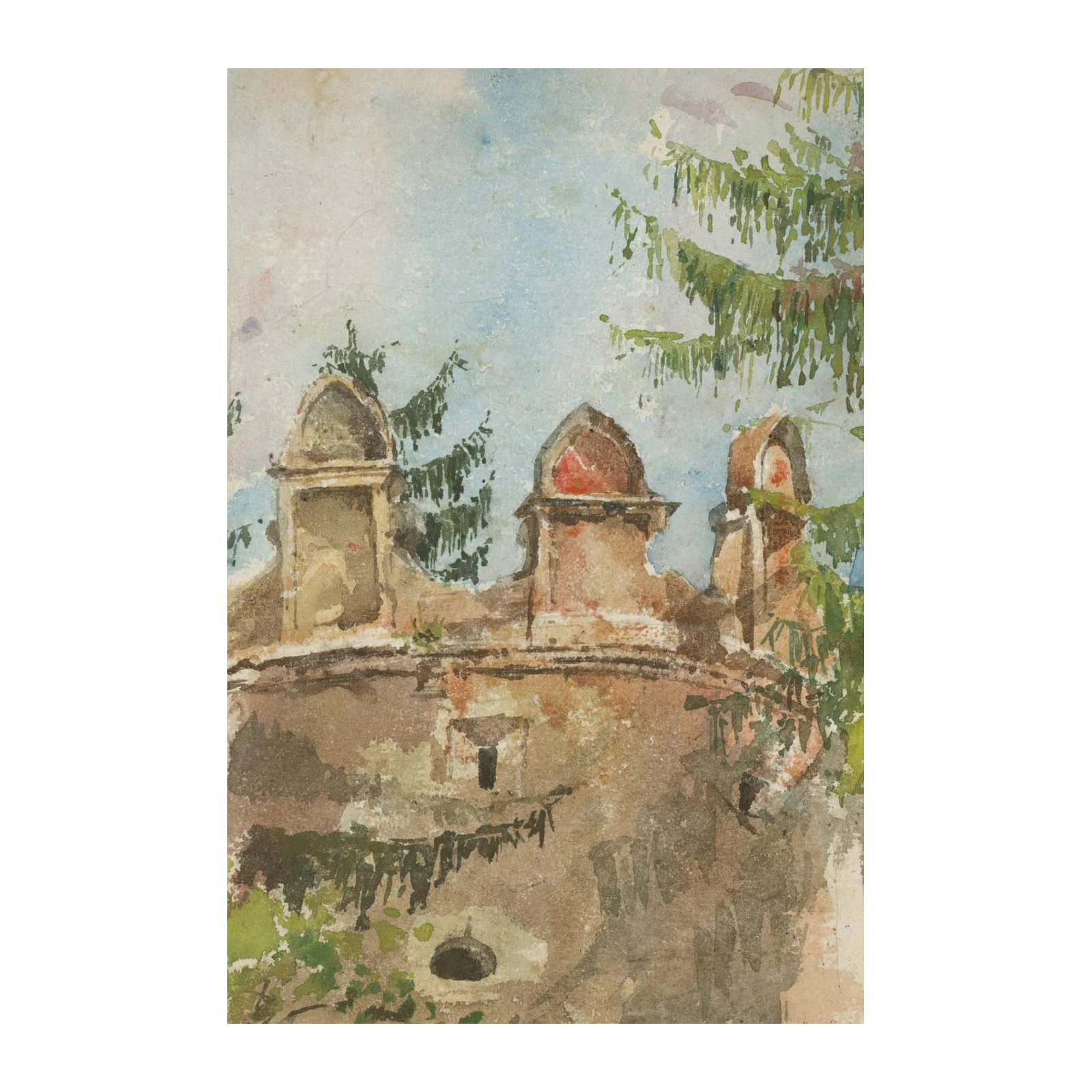 Rustic European Architecture Watercolor Wall Art