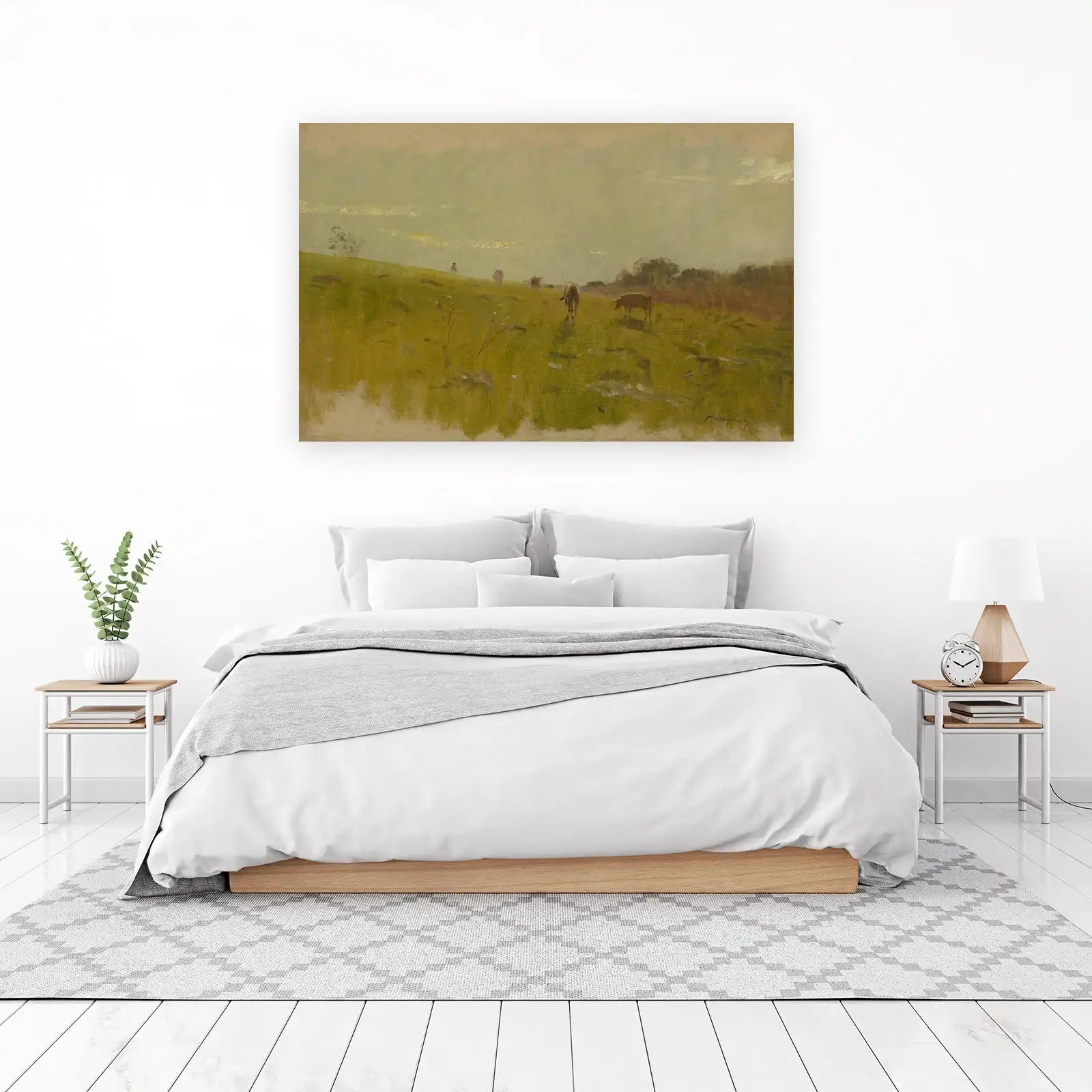 Pastoral Landscape Cows & Figures Wall Art