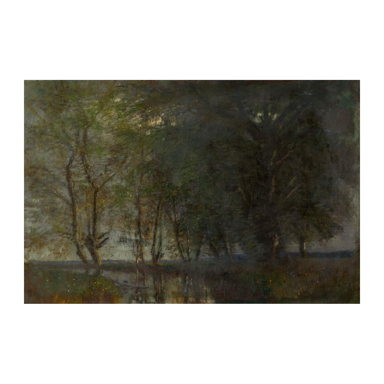 Serene Waterway Trees Wall Art
