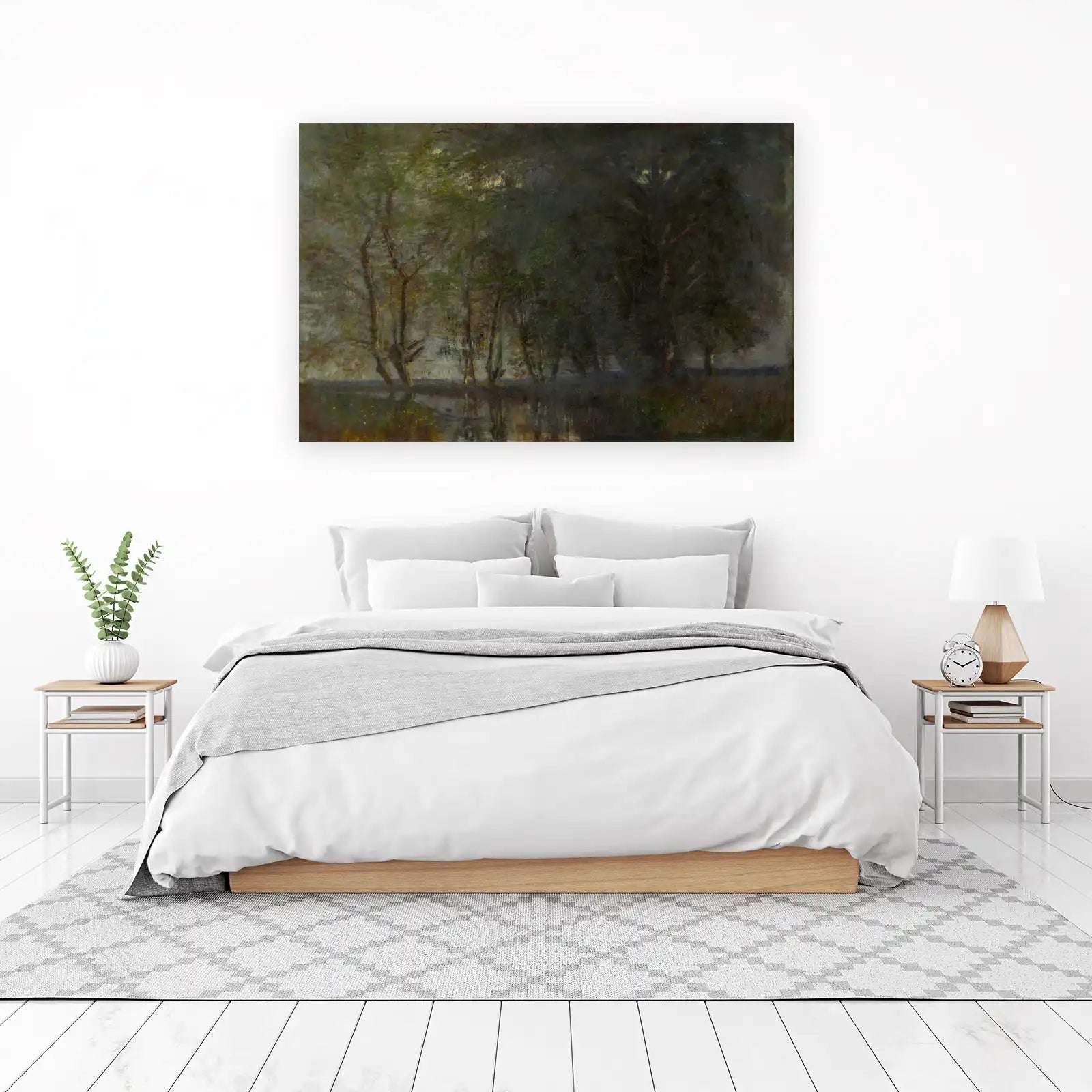Serene Waterway Trees Wall Art