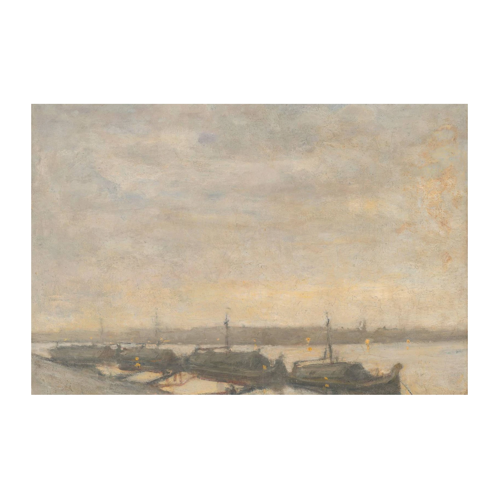 Serene Canal Boats Landscape Wall Art
