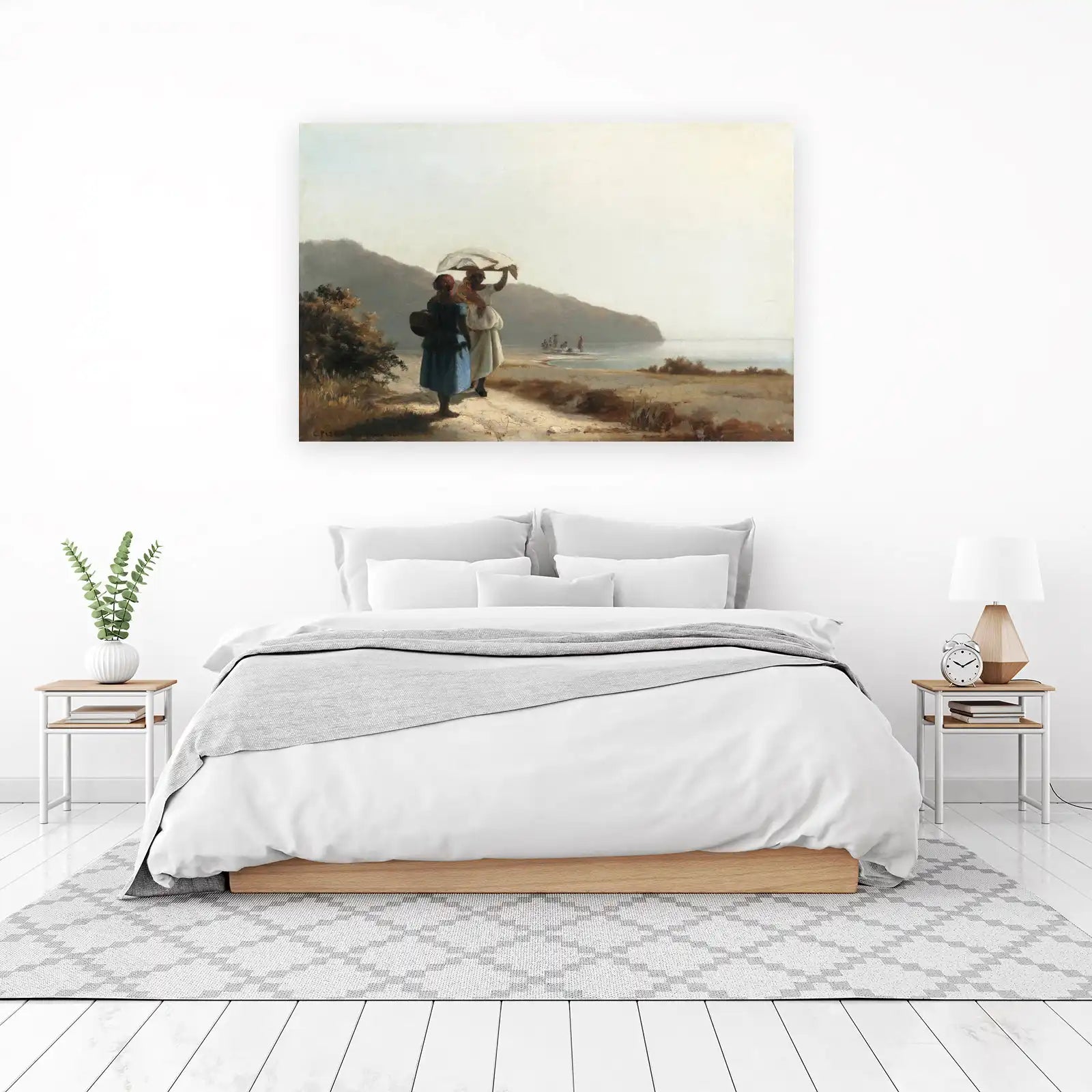 Tropical Serenity Women Under Umbrella Wall Art