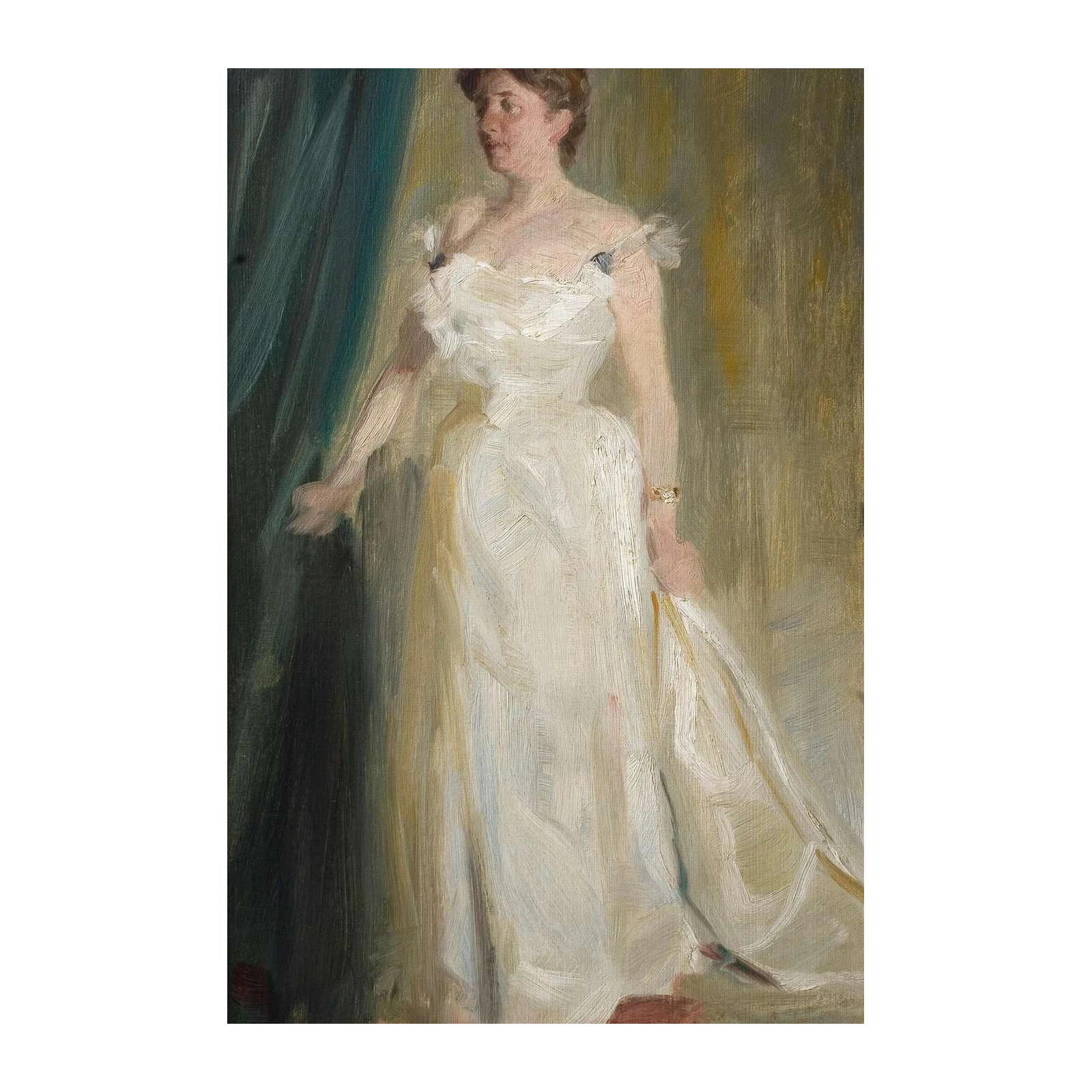 Elegant Lady in White Gown Impressionist Wall Art