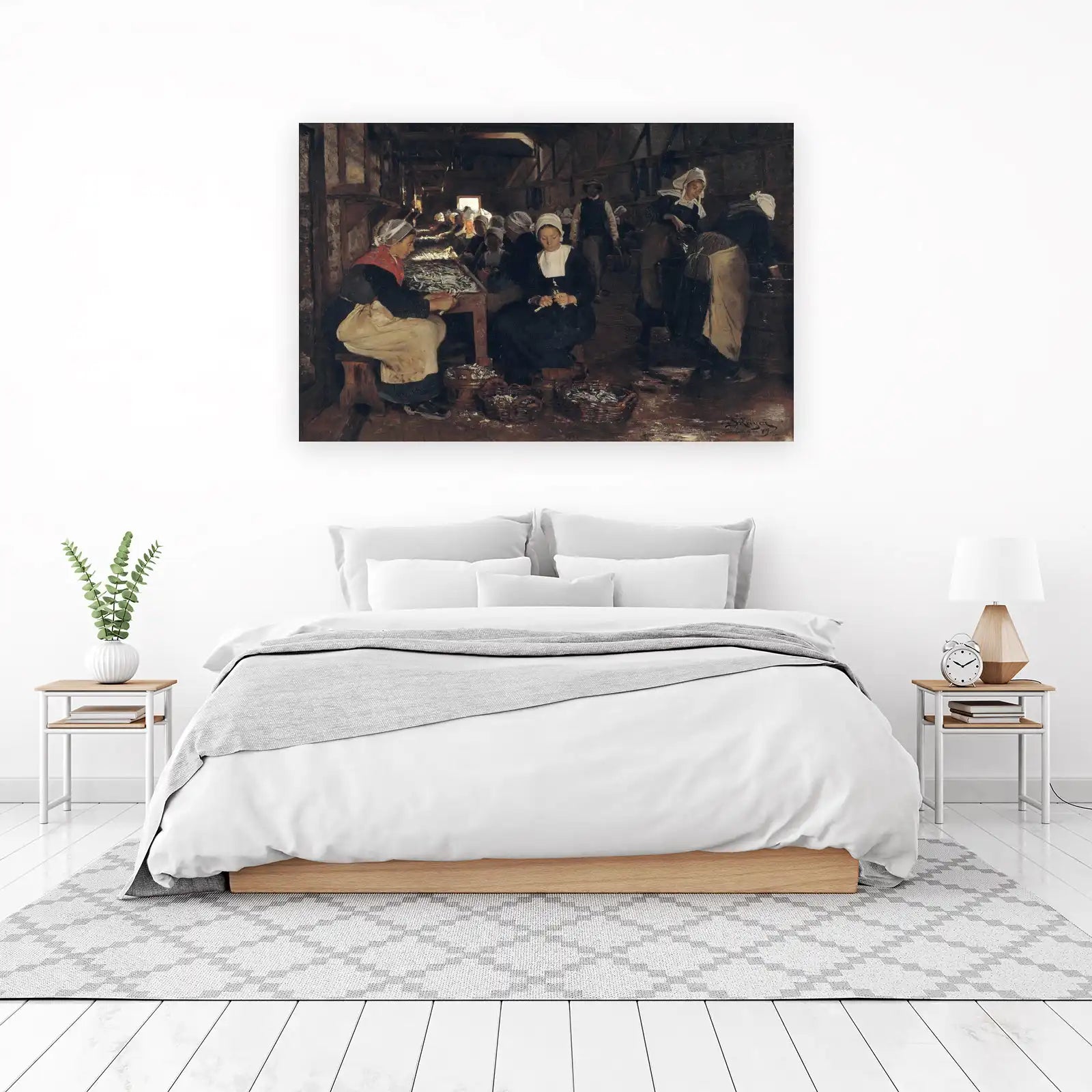 Artistic Fisherwomen Working Wall Art