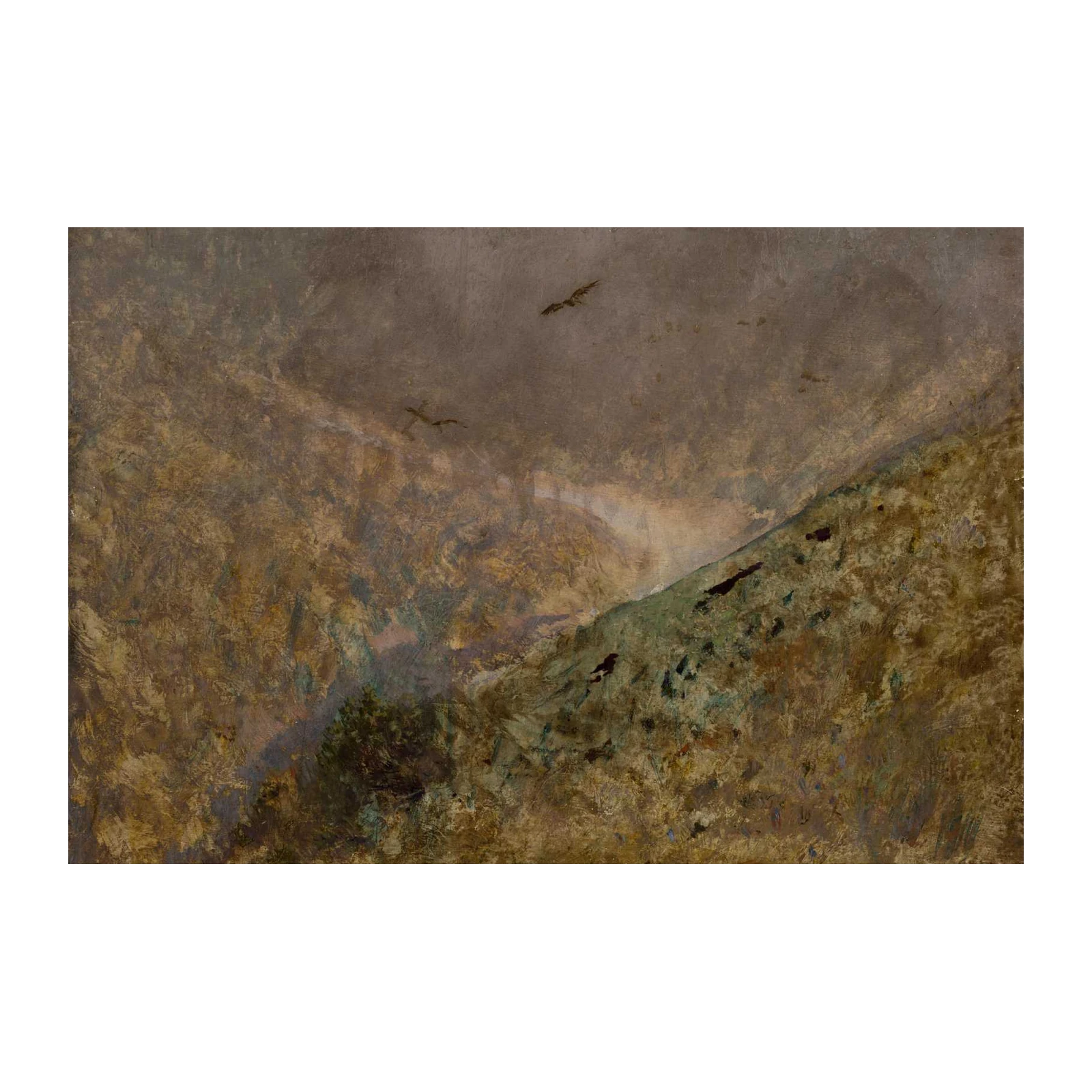 Dramatic Mountain Landscape Birds Wall Art