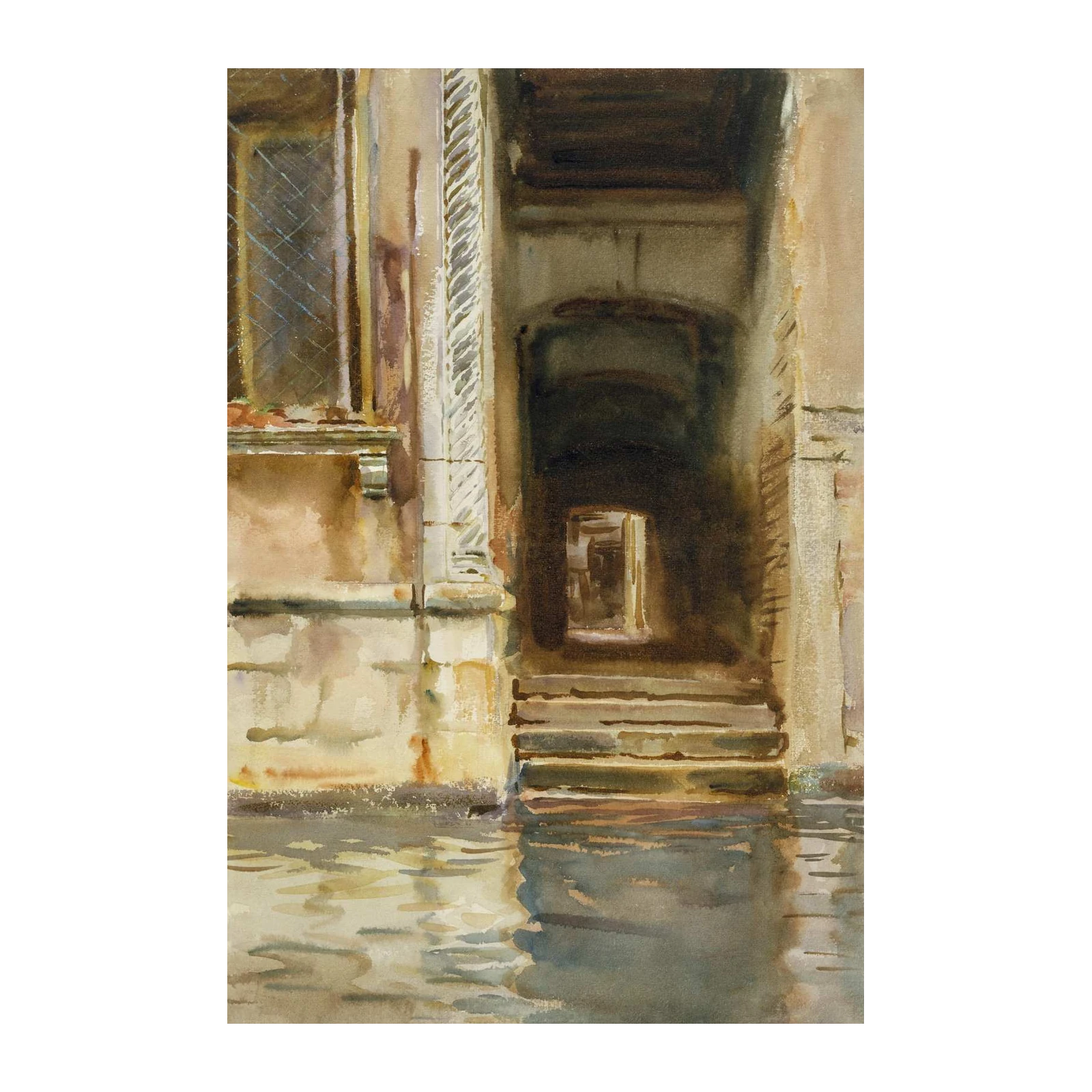 Venetian Canal Archway Watercolor Wall Art