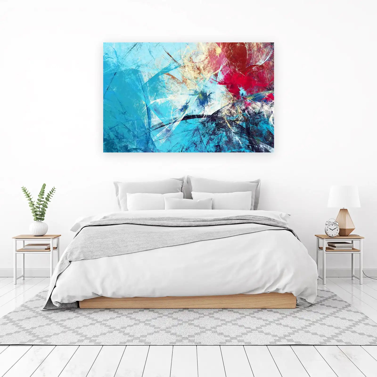 Vibrant Abstract Blue & Red Splash Wall Art