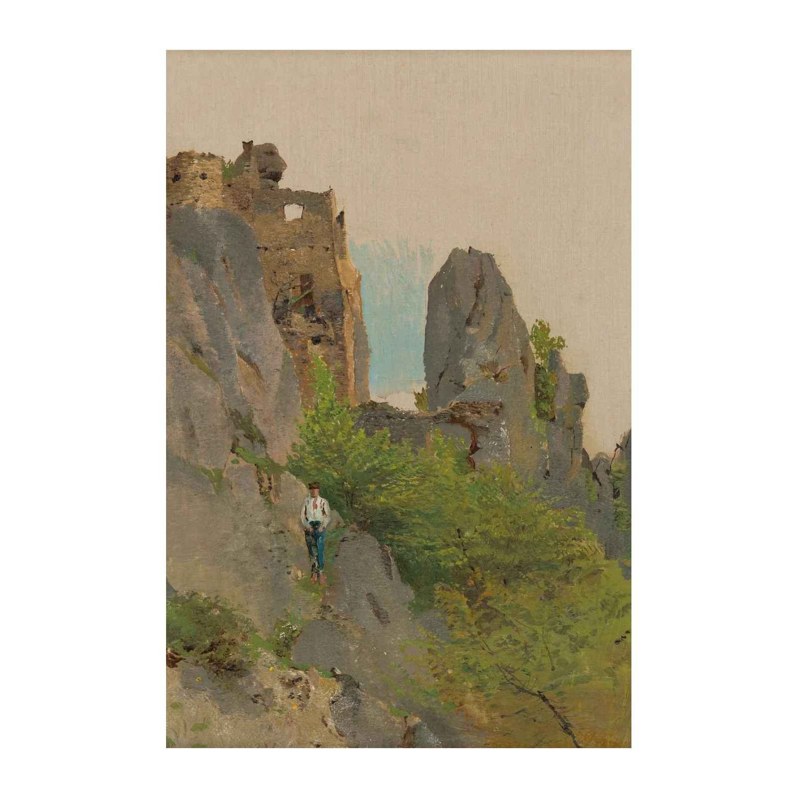 Victorian Traveler Ruins Landscape Wall Art