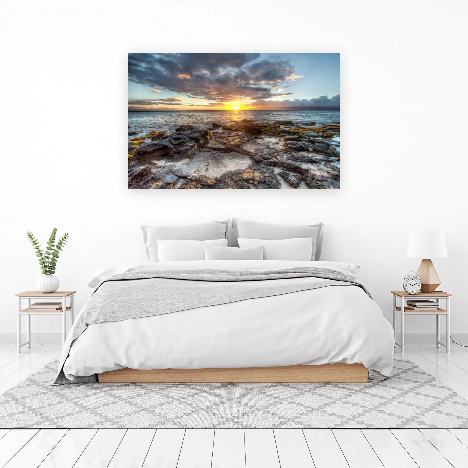 Sunset Ocean Rocks Wall Art