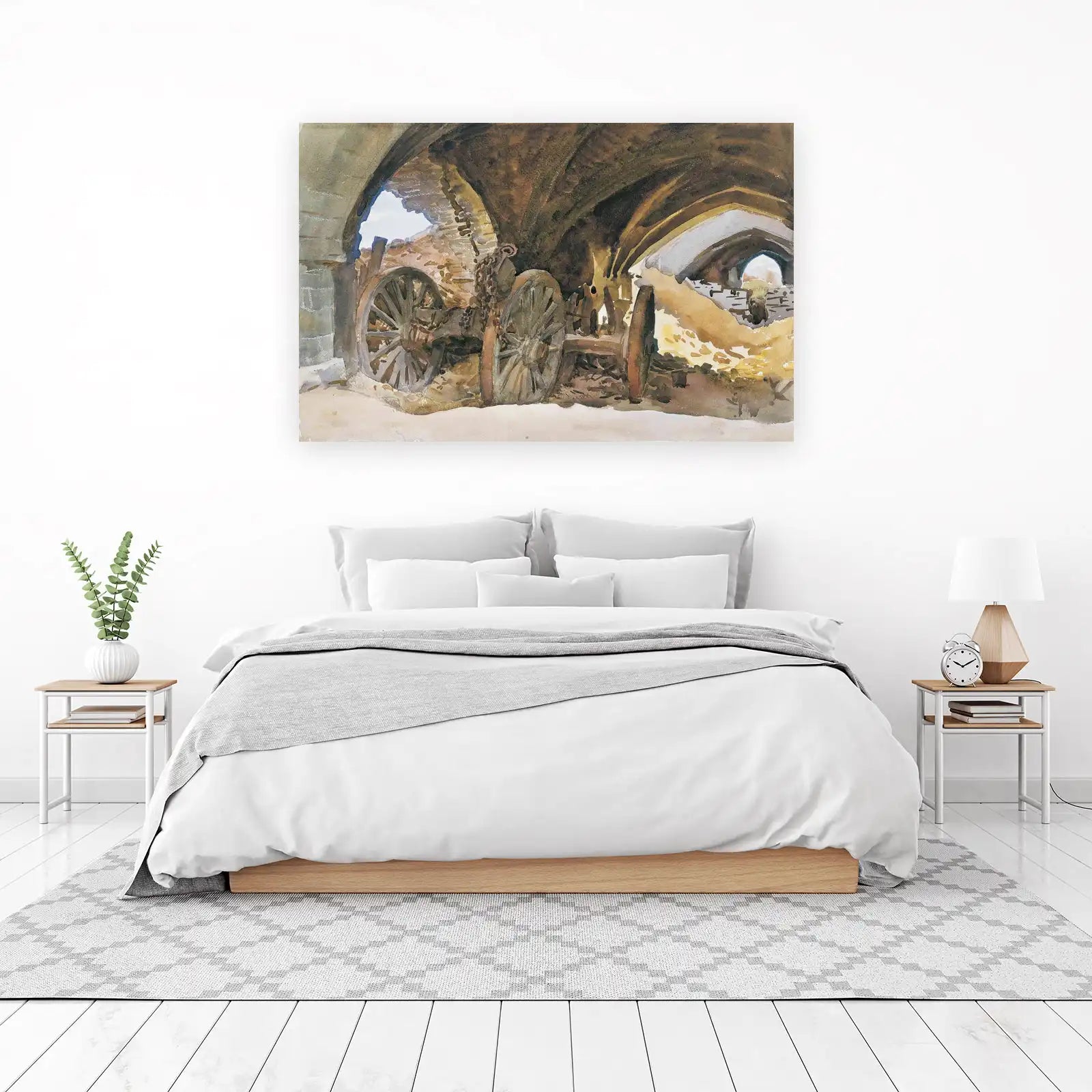 Vintage Cart & Arches Watercolor Wall Art