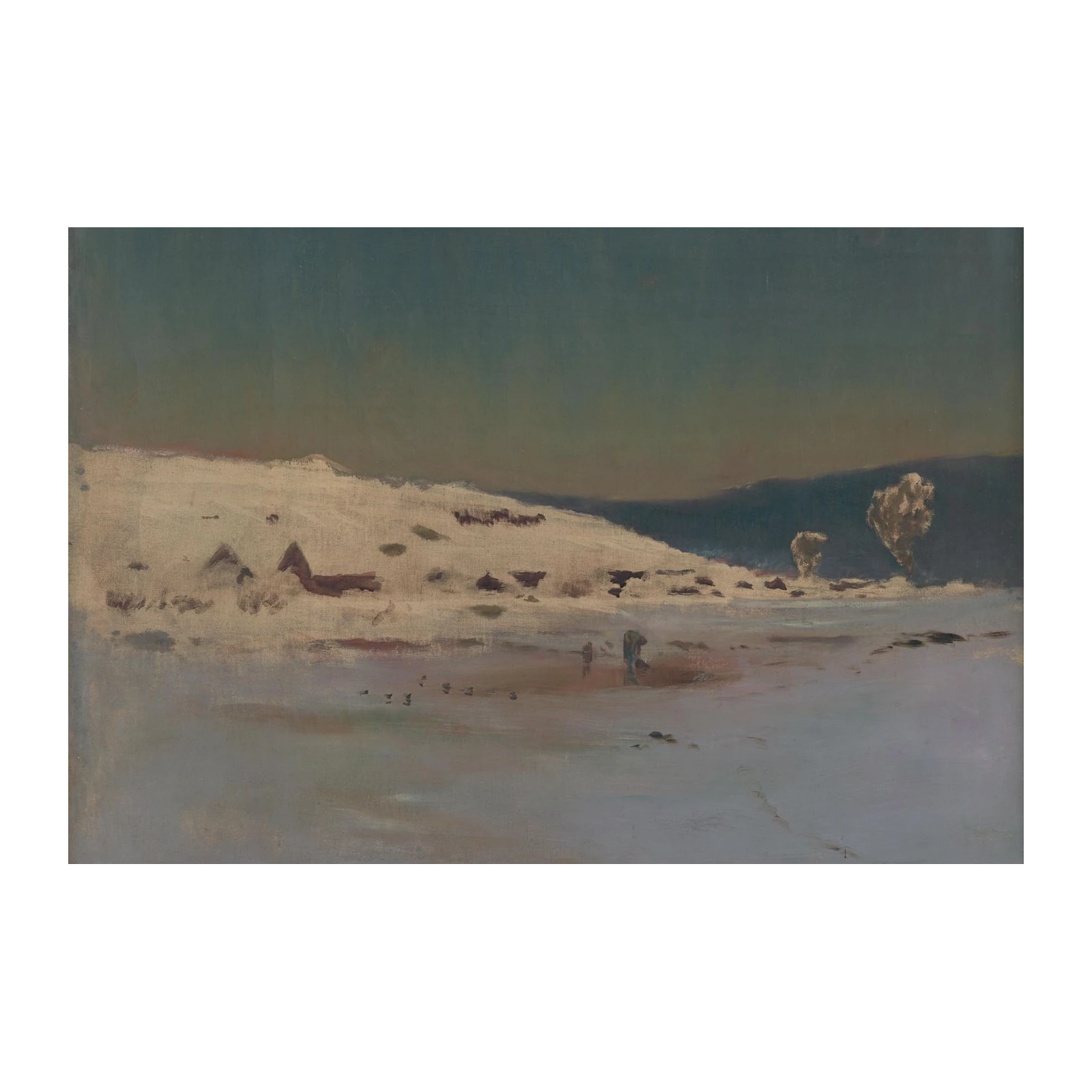 Serene Snowy Landscape & Figures Wall Art