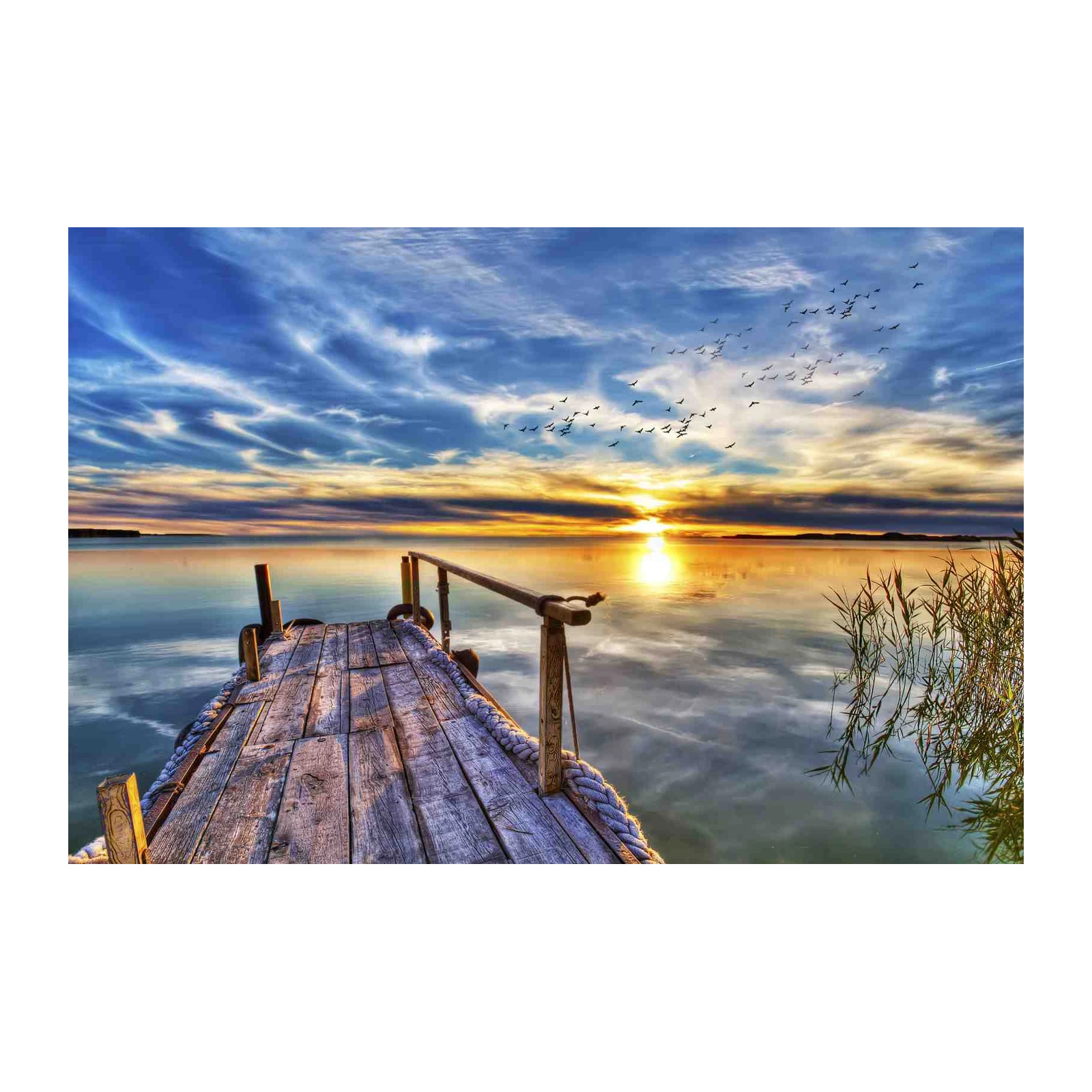 Serene Sunrise Dock Wall Art for Tranquil Homes
