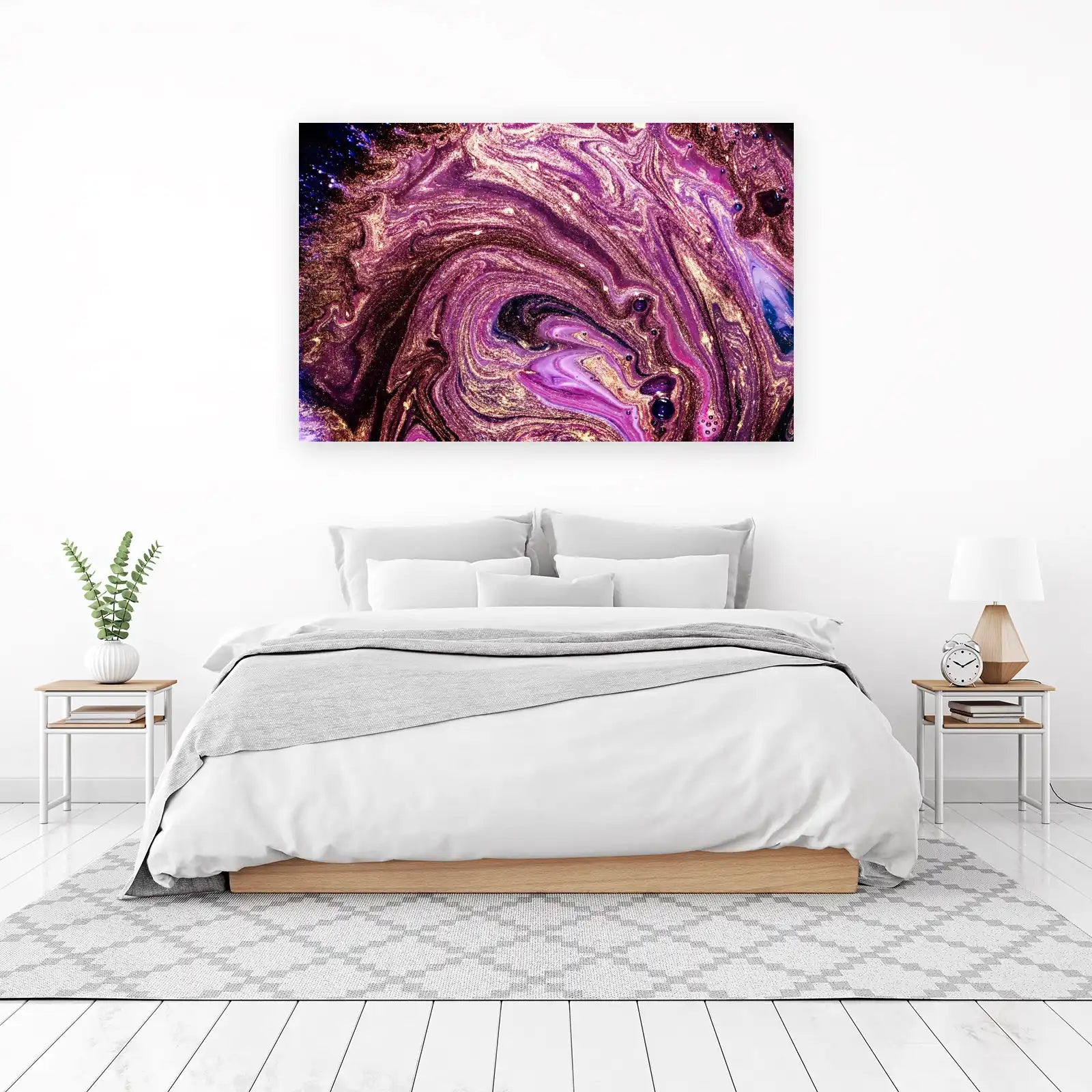 Galaxy Swirl Luxury Purple Gold Abstract Wall Art