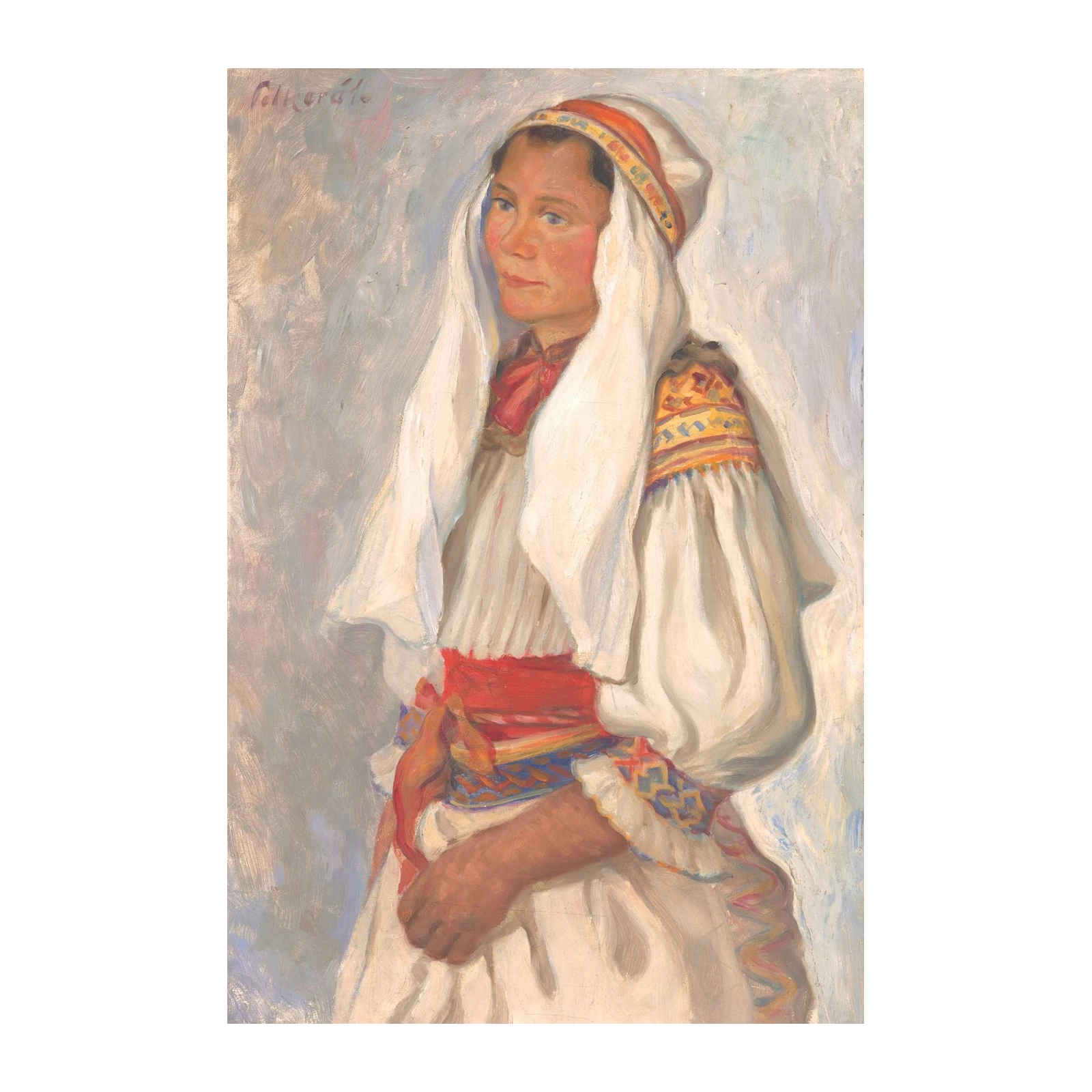 Vibrant Folk Portrait Woman Wall Art