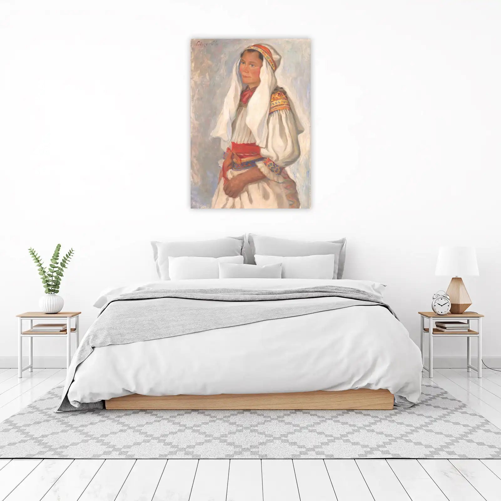Vibrant Folk Portrait Woman Wall Art