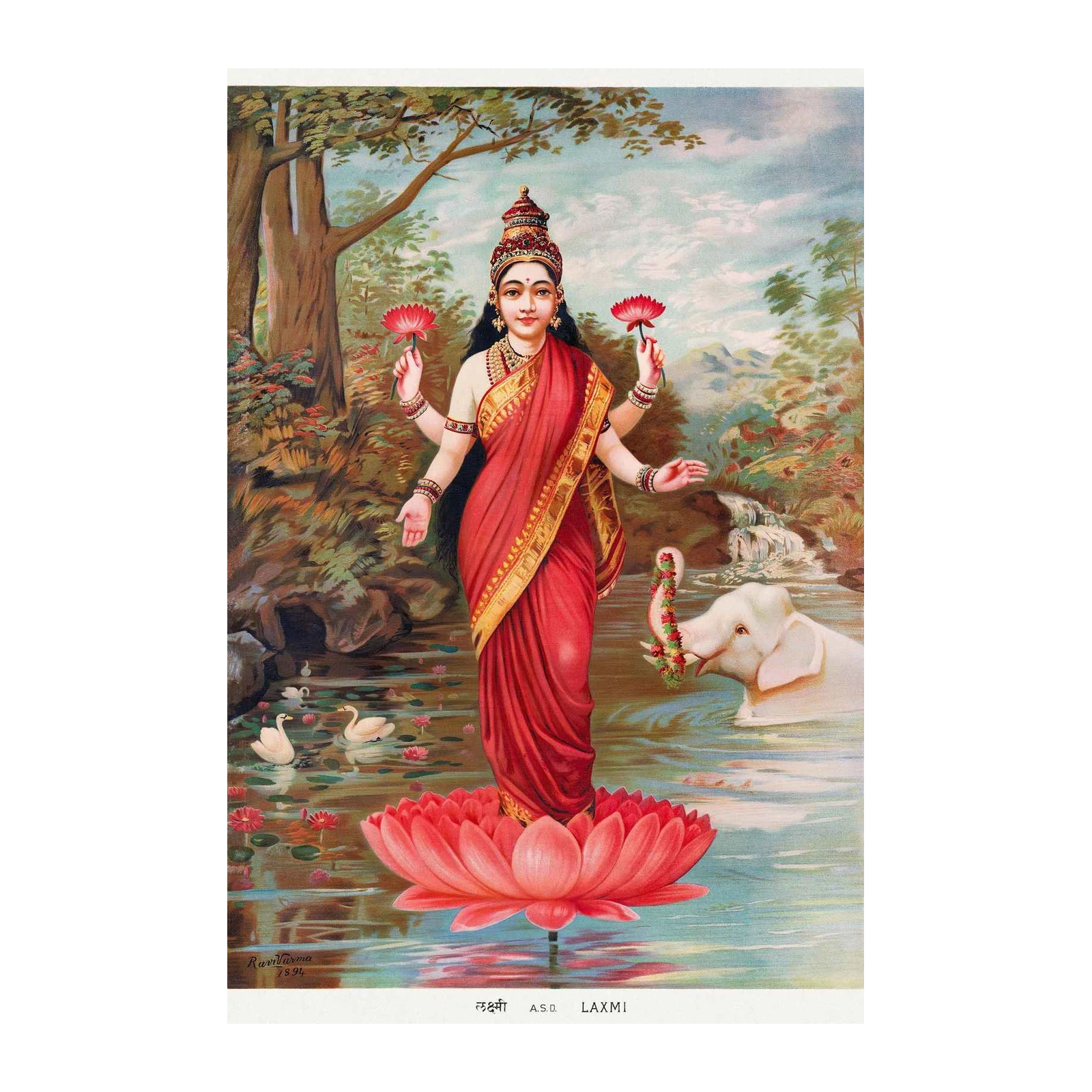 Goddess Lakshmi Lotus Wall Art Wall Art