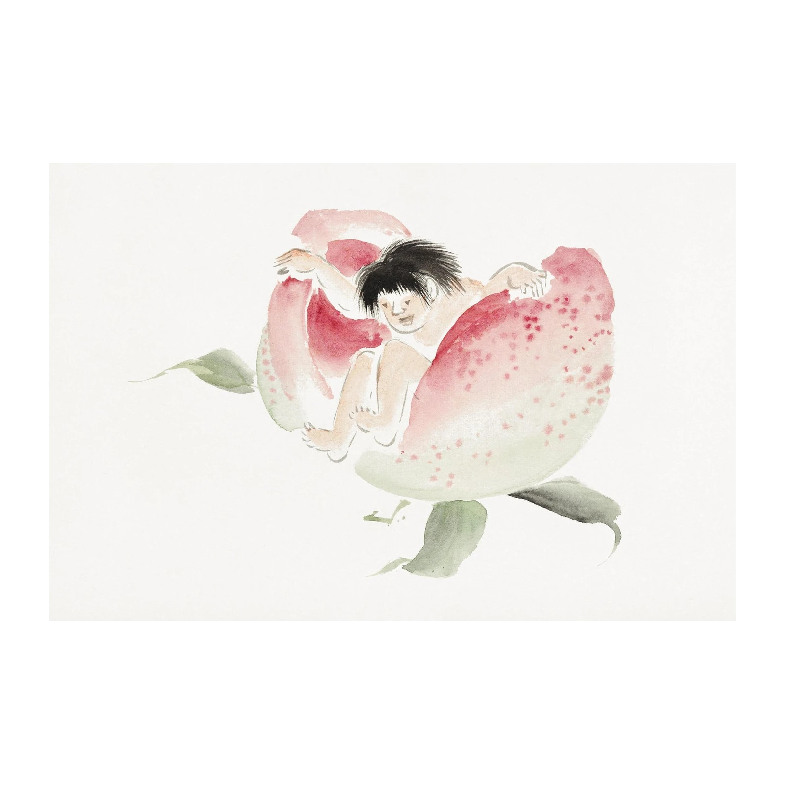 Whimsical Child in Flower Watercolor Wall Art