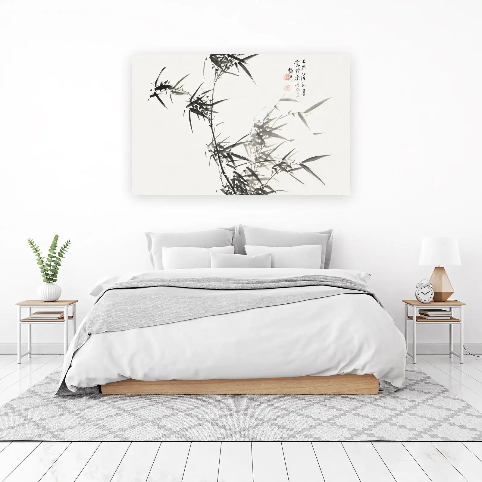 Zen Bamboo Ink Painting Wall Art