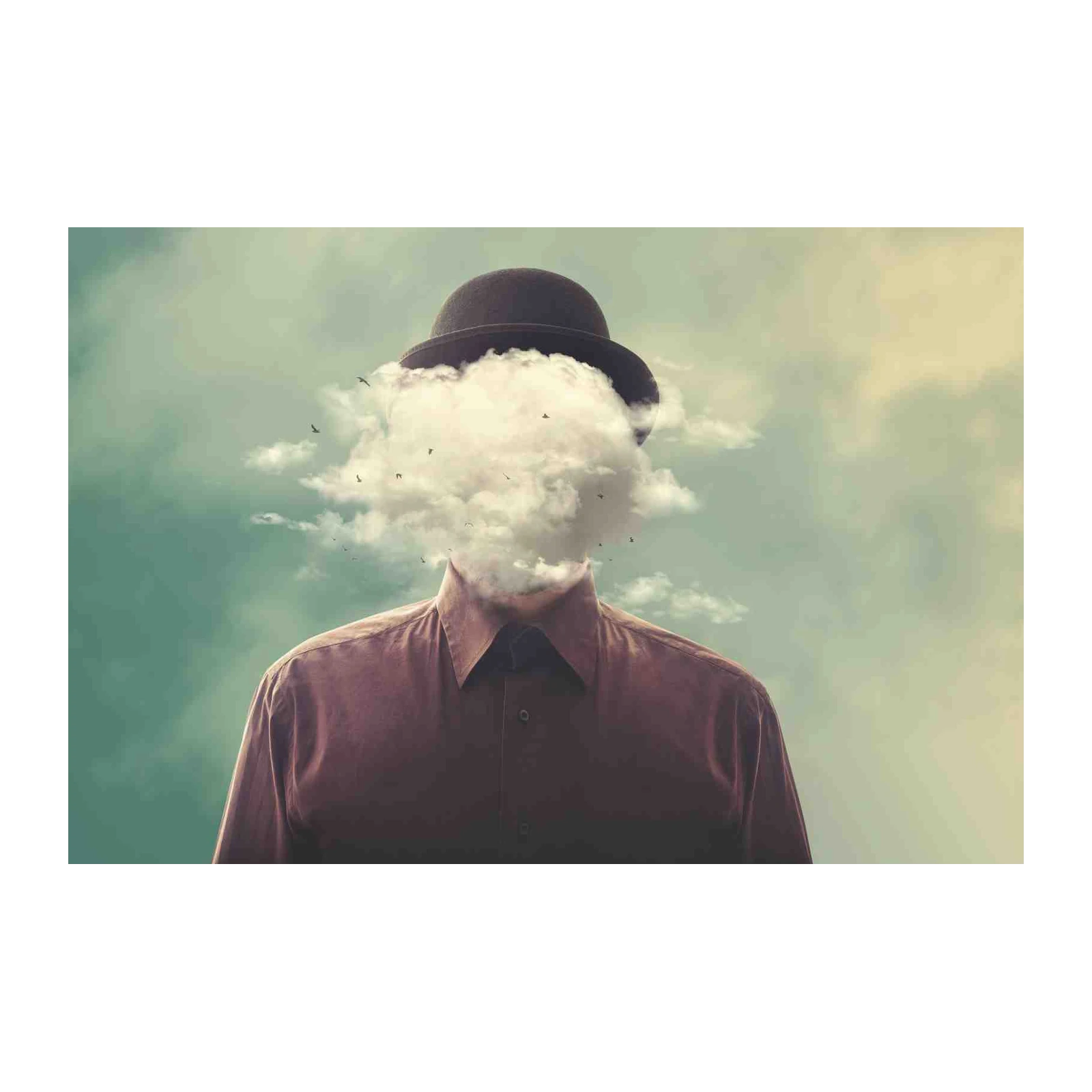 Surreal Cloud Head Man Wall Art