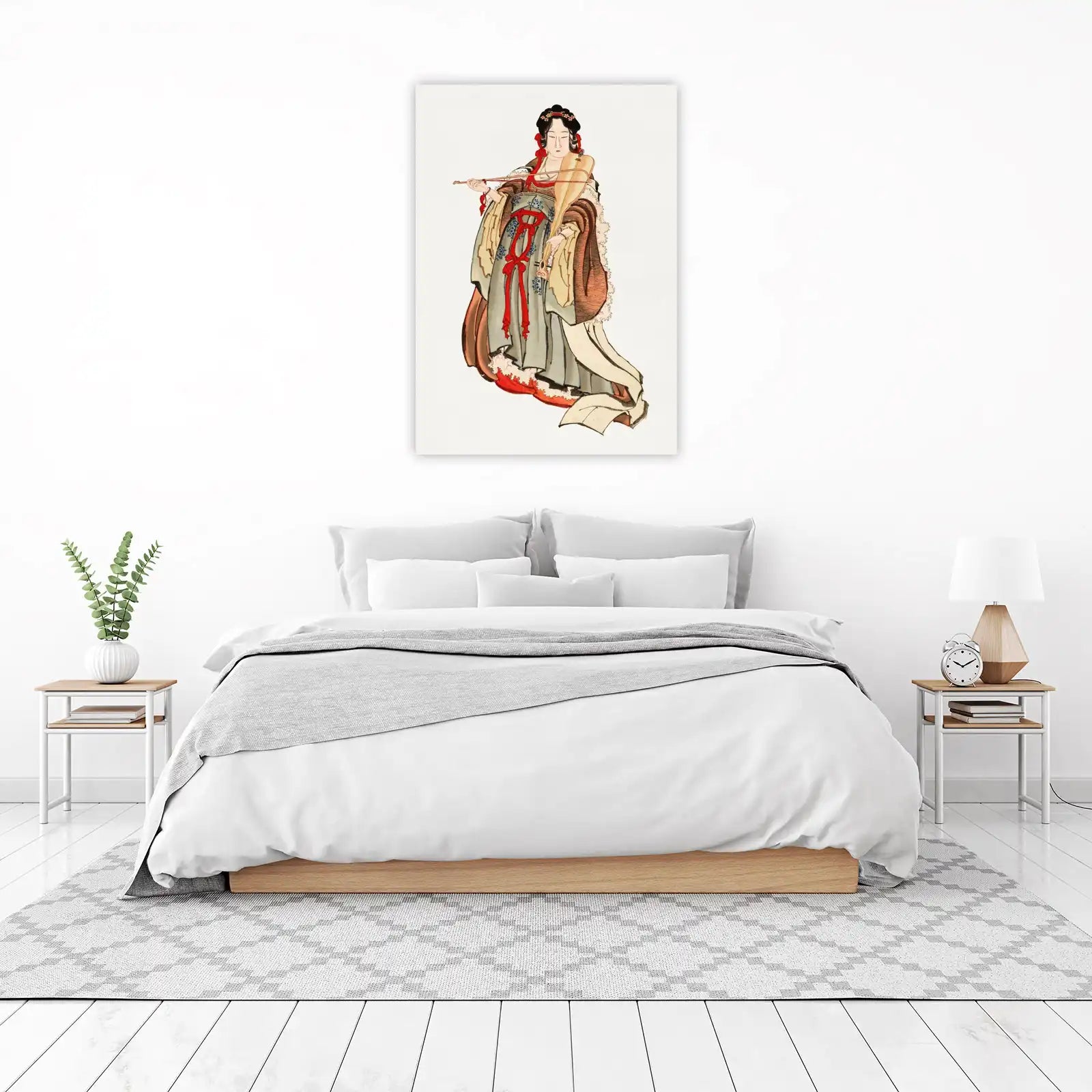 Elegant Geisha Playing Lute Wall Art Wall Art