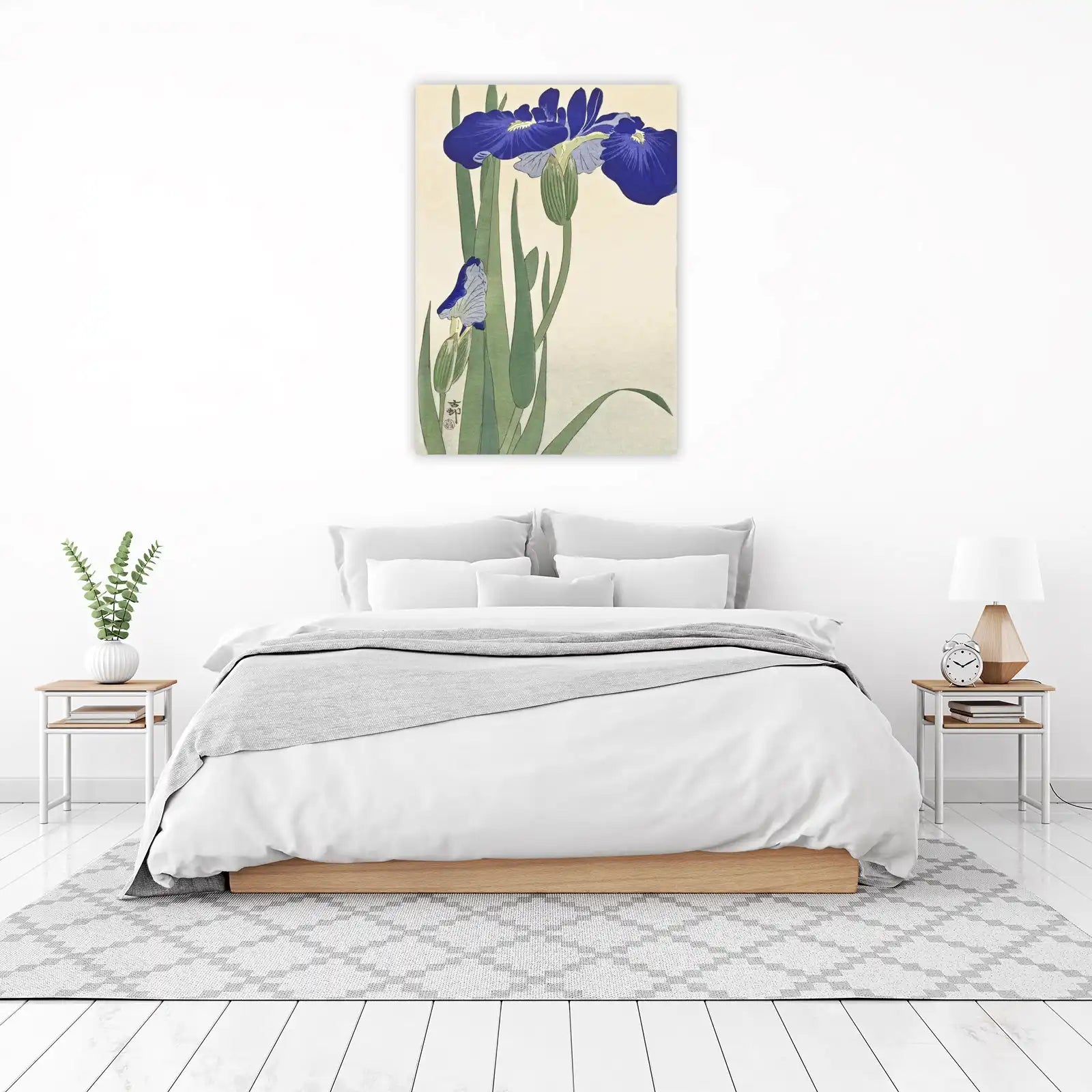 Vibrant Blue Iris Floral Japanese Art Wall Art