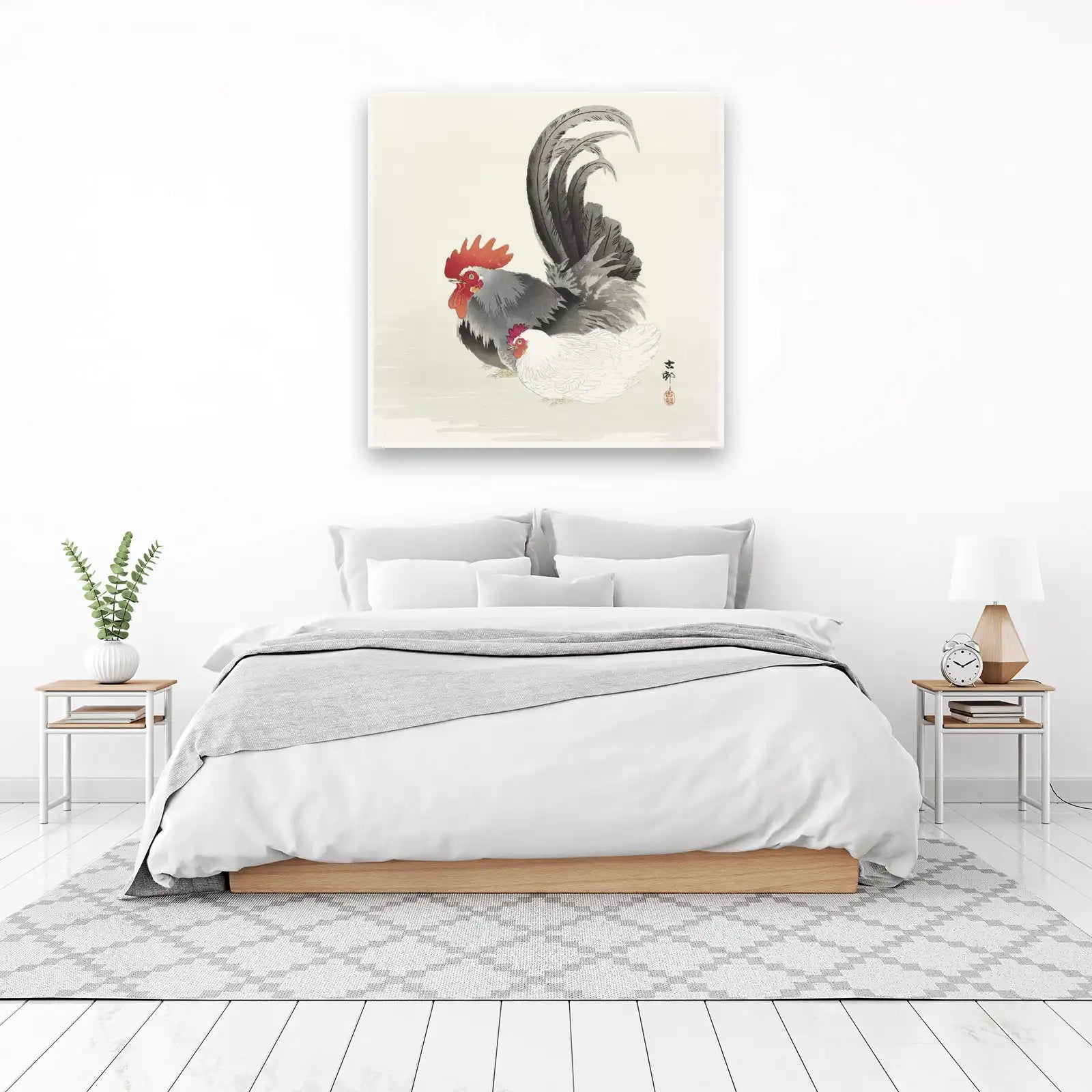 Rooster & Hen Japanese Art Wall Art