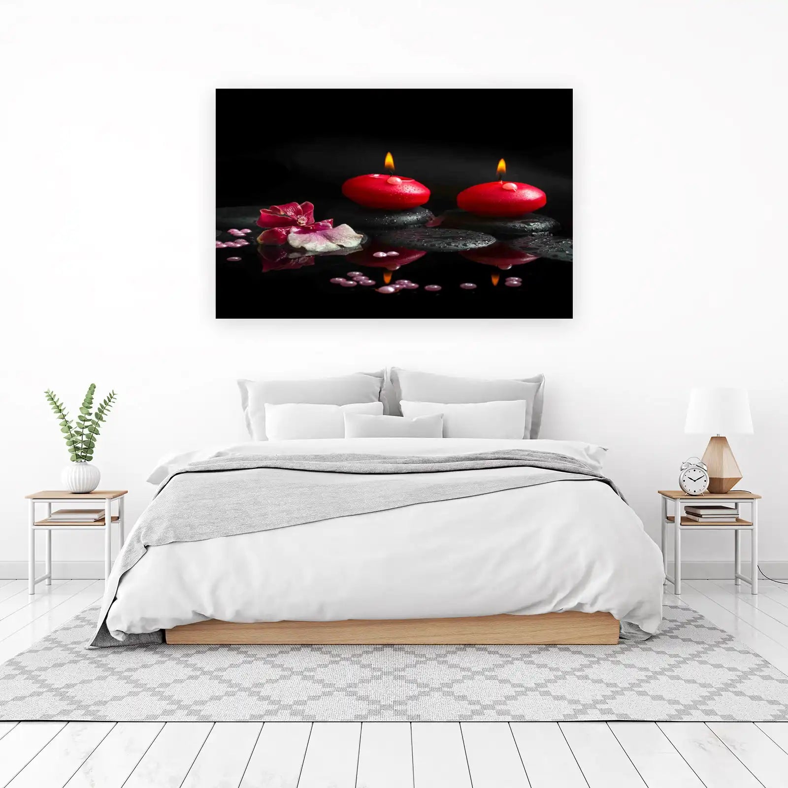 Zen Spa Red Candles & Orchid Wall Art